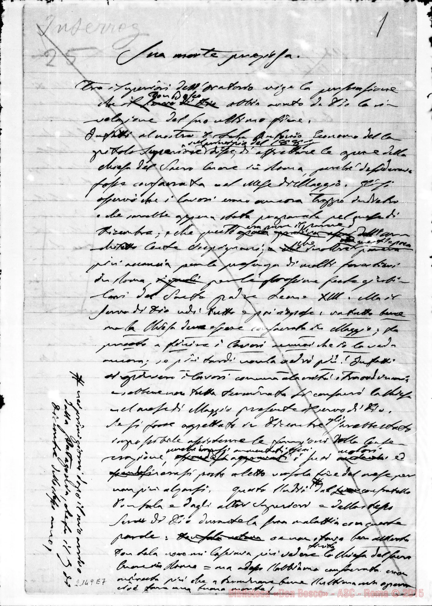 Fotogramma E 7 — Appunti preparatori per la deposizione. Ms. Cagliero