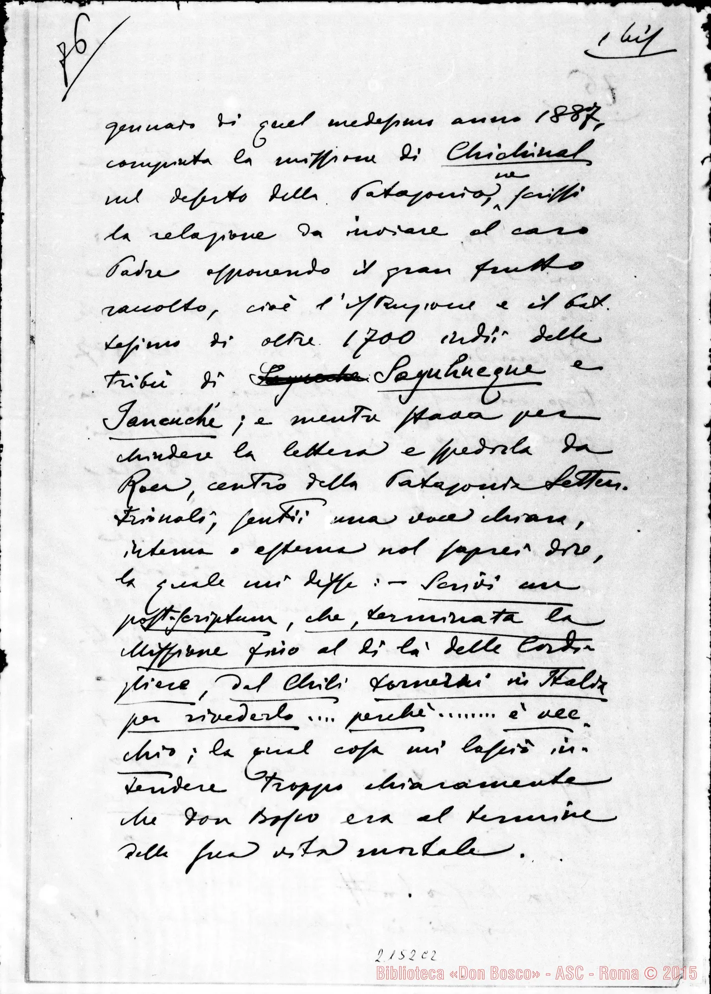 Fotogramma C 2 — Appunti preparatori per la deposizione. Ms. Cagliero