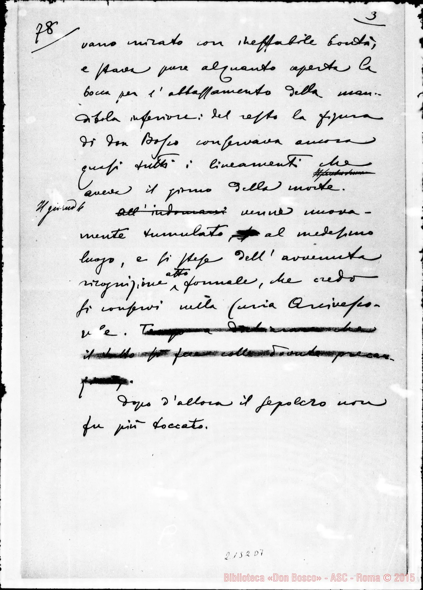 Fotogramma D 7 — Appunti preparatori per la deposizione. Ms. Cagliero