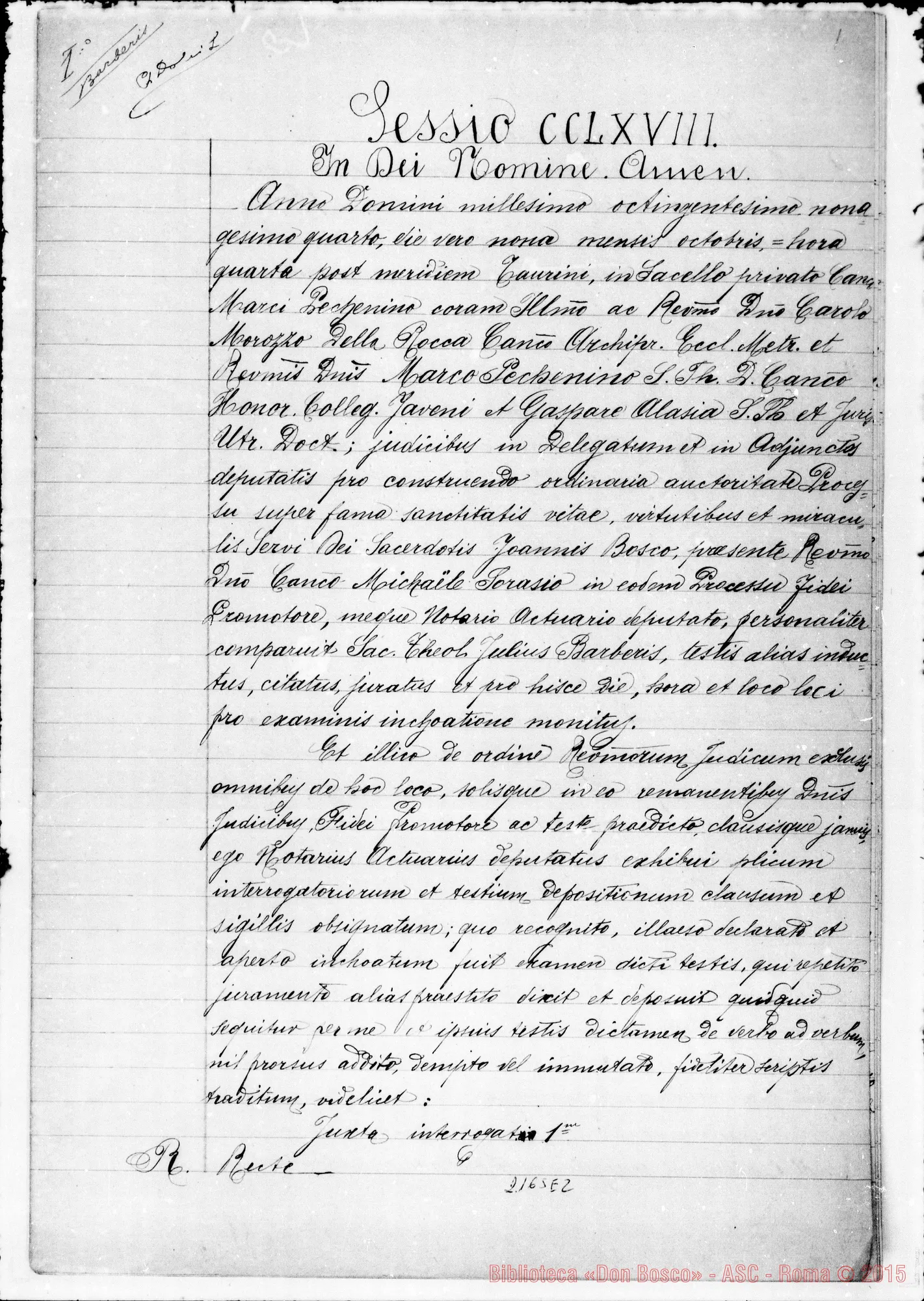 Fotogramma E 2 — D. Barberis Giulio. Ms.: Deposizione al processo. Appunti