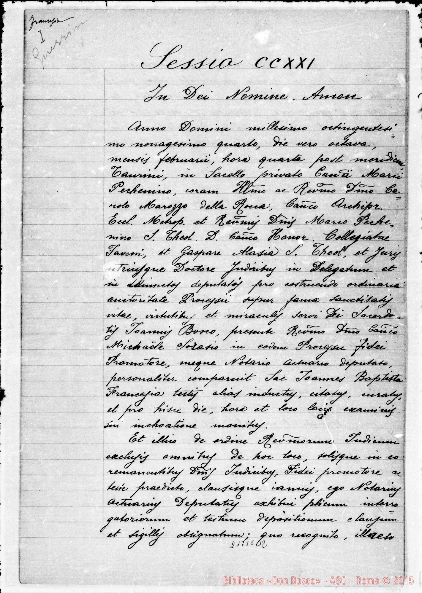 Fotogramma E 2 — D. Francesia Giov. Batt.: Ms. Copia A