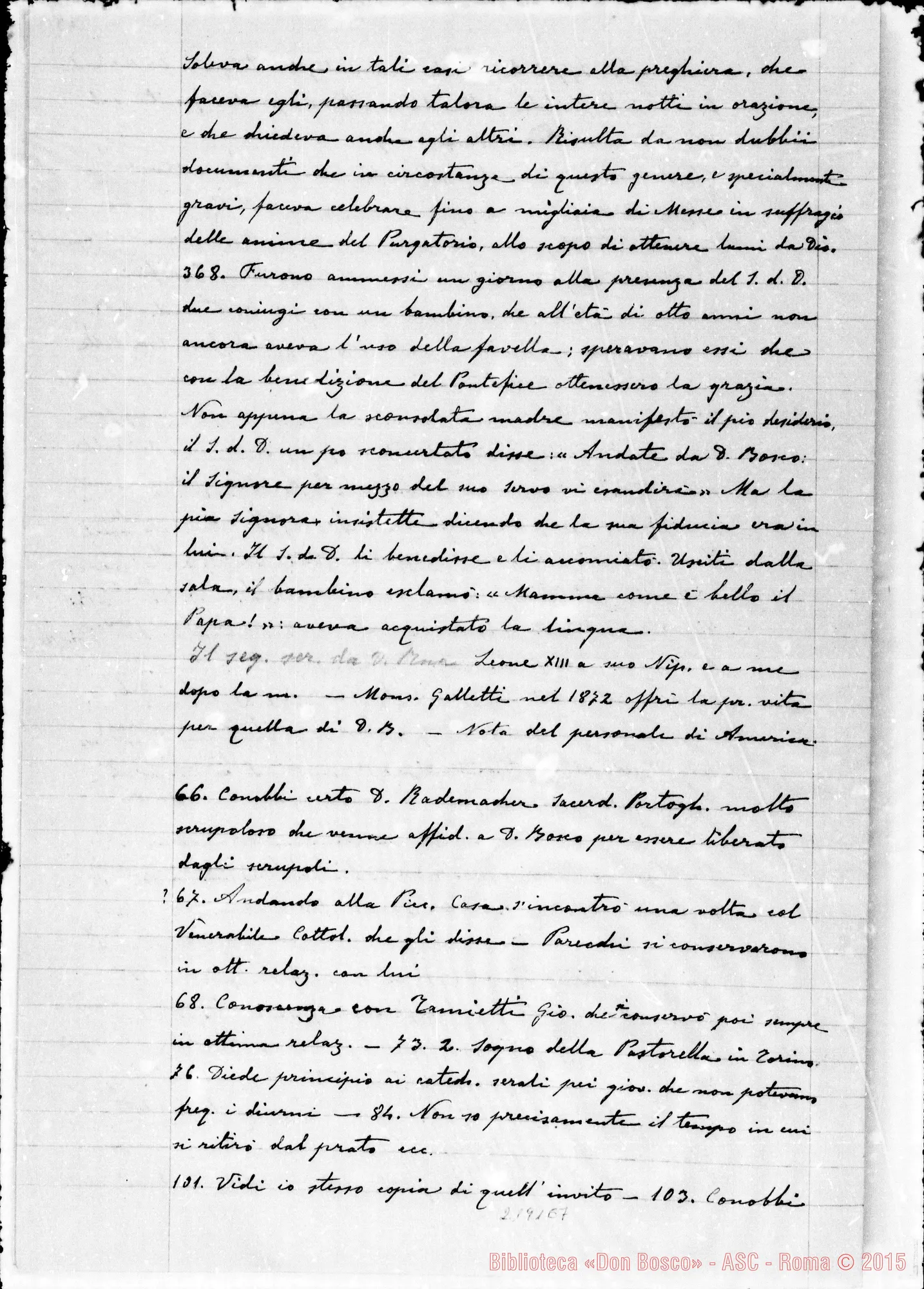 Fotogramma E 7 — Ms. Autogr. di D. Rua: Appunti su D. Bosco