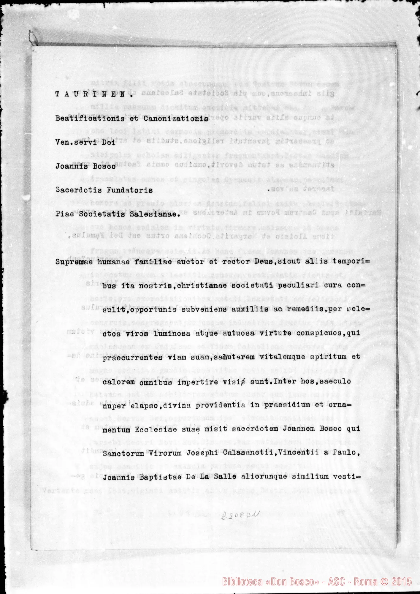 Fotogramma D 11 — Decretum: D. Bosco Venerabile