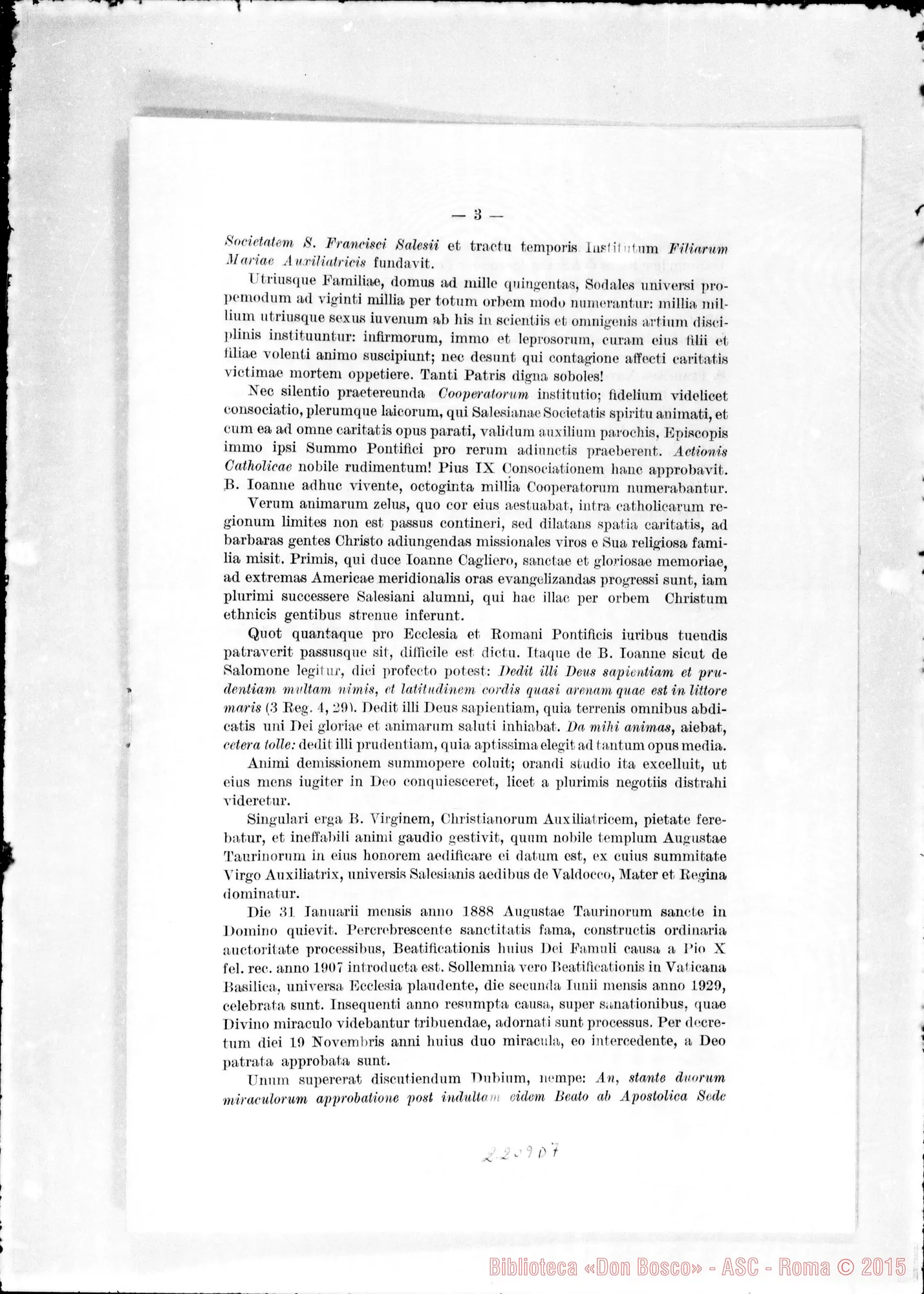 Fotogramma D 7 — Decretum: «…Tuto procedi possit ad solemnem ipsius…» «Quum decimonono…» Acclusa traduzione del Decreto