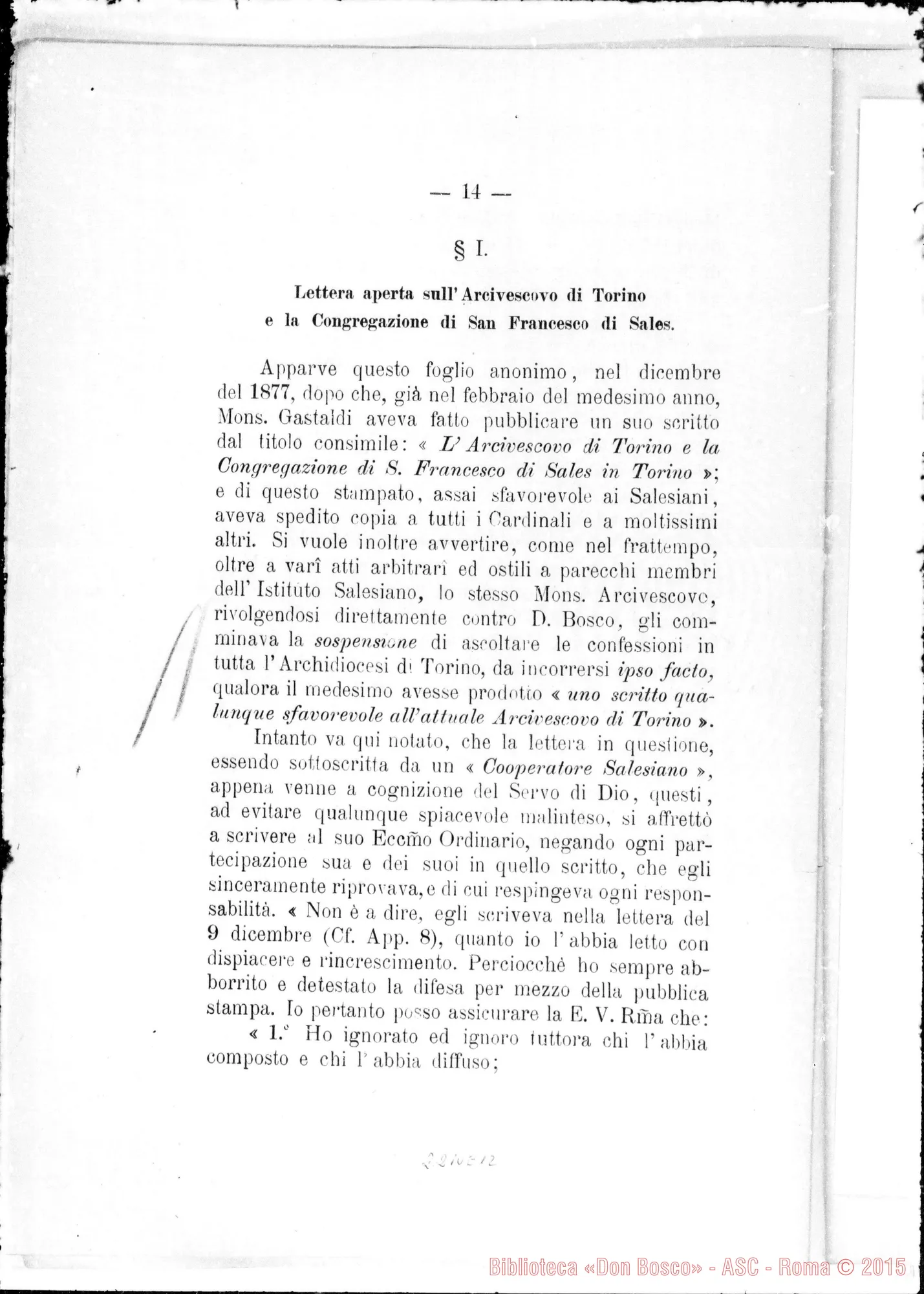 Fotogramma E 12 — Positio super revisione scriptorum (1906)