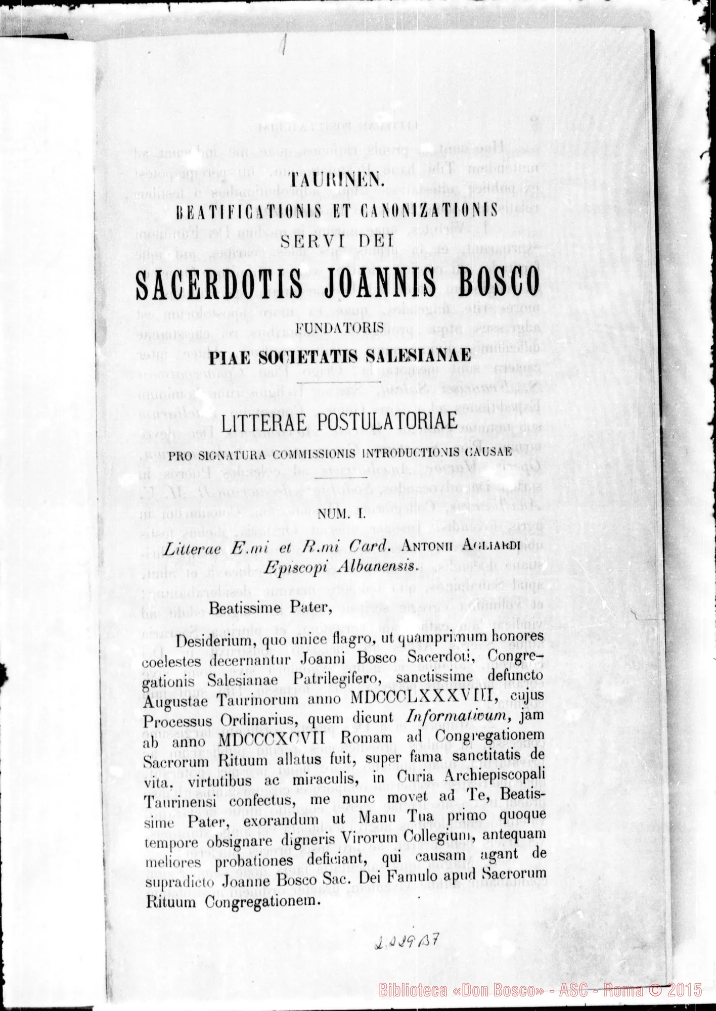 Fotogramma B 7 — Litterae Postulatoriae