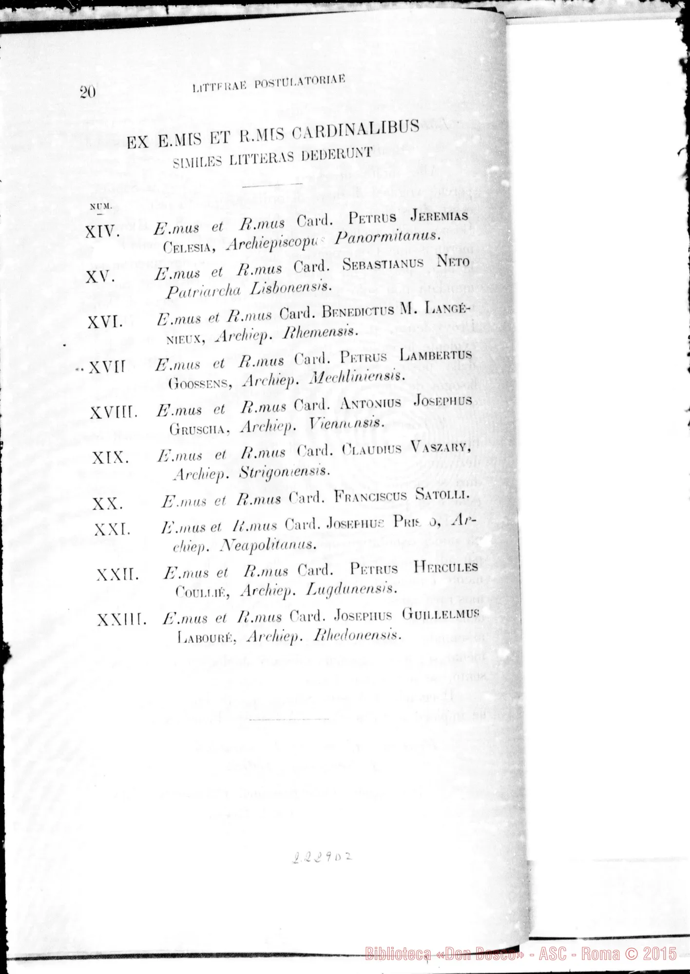 Fotogramma D 2 — Litterae Postulatoriae
