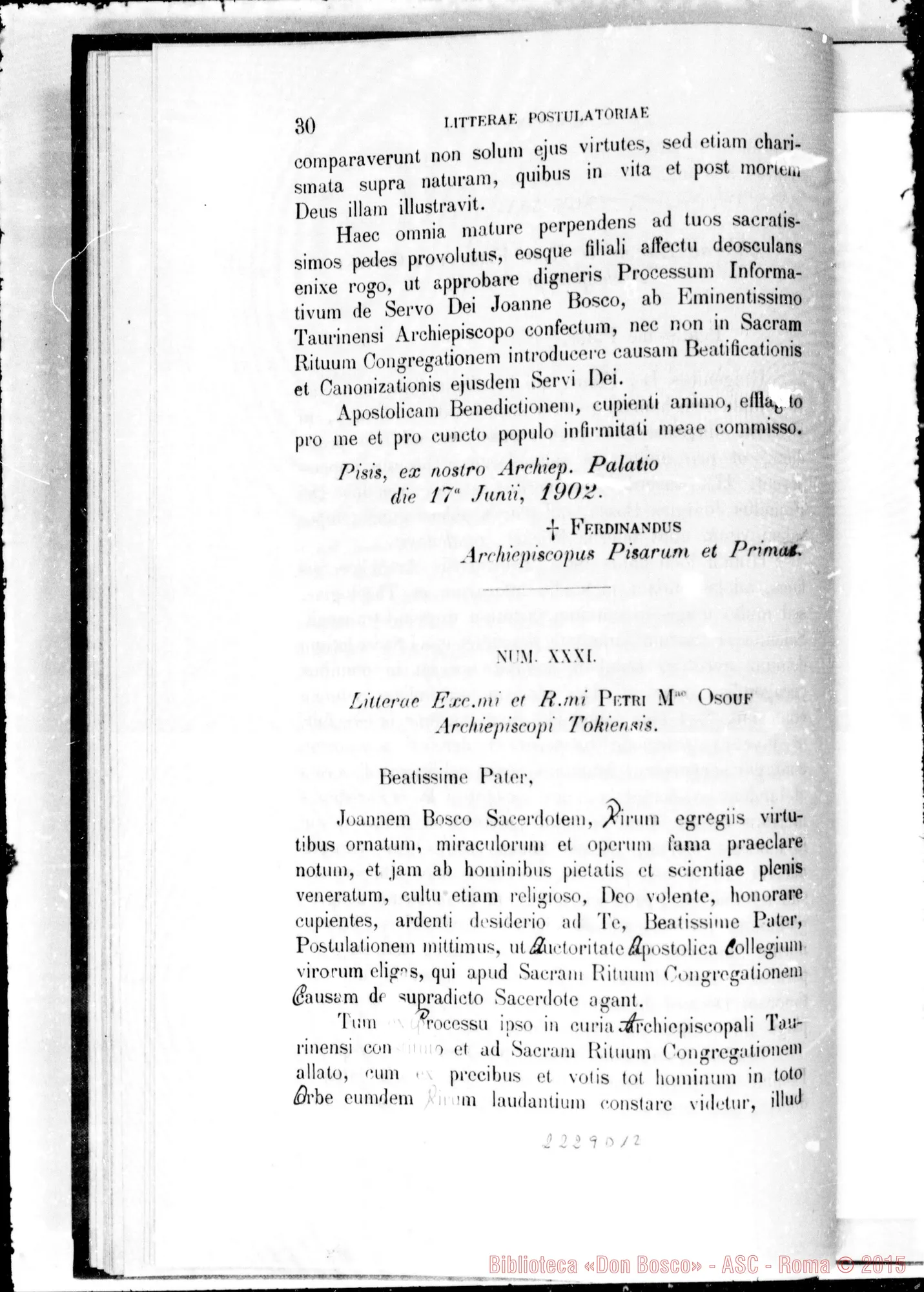 Fotogramma D 12 — Litterae Postulatoriae