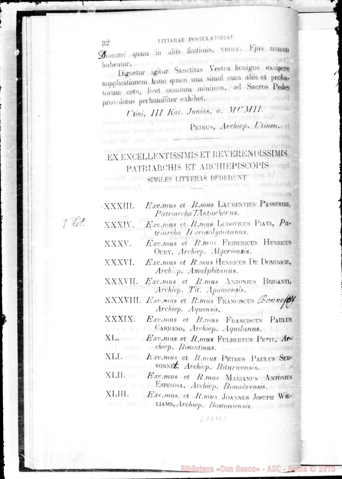 Fotogramma E 2 — Litterae Postulatoriae