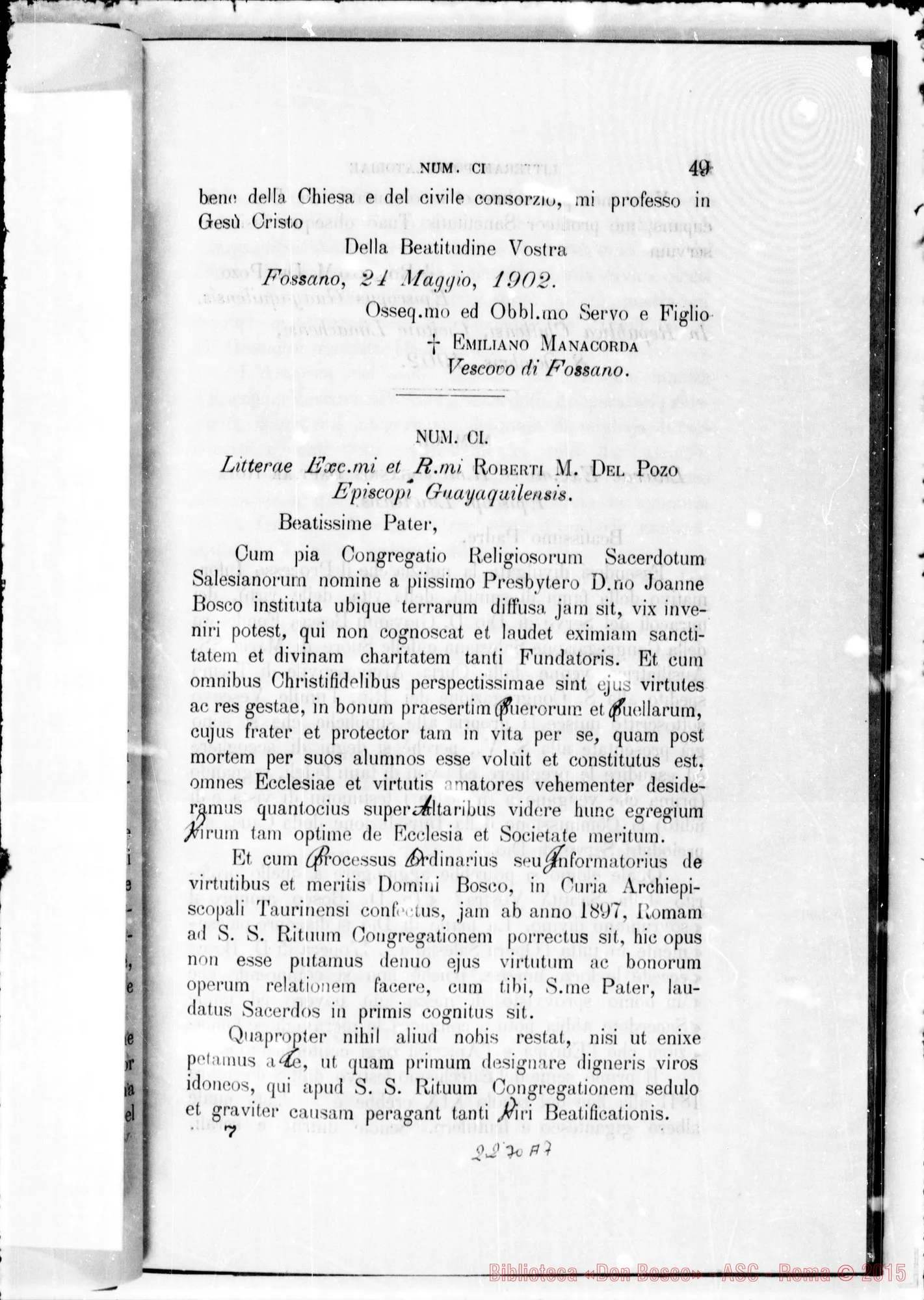 Fotogramma A 7 — Litterae Postulatoriae