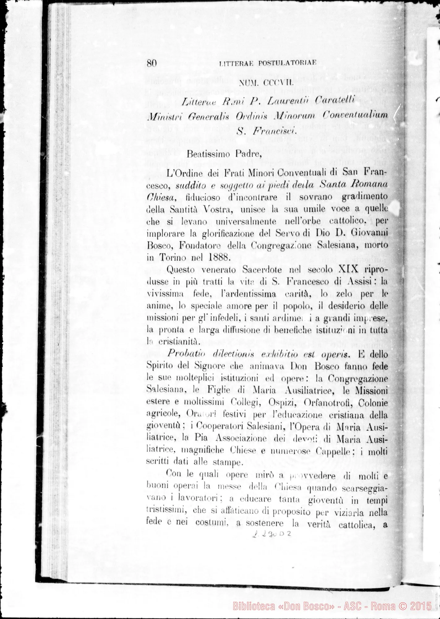 Fotogramma D 2 — Litterae Postulatoriae