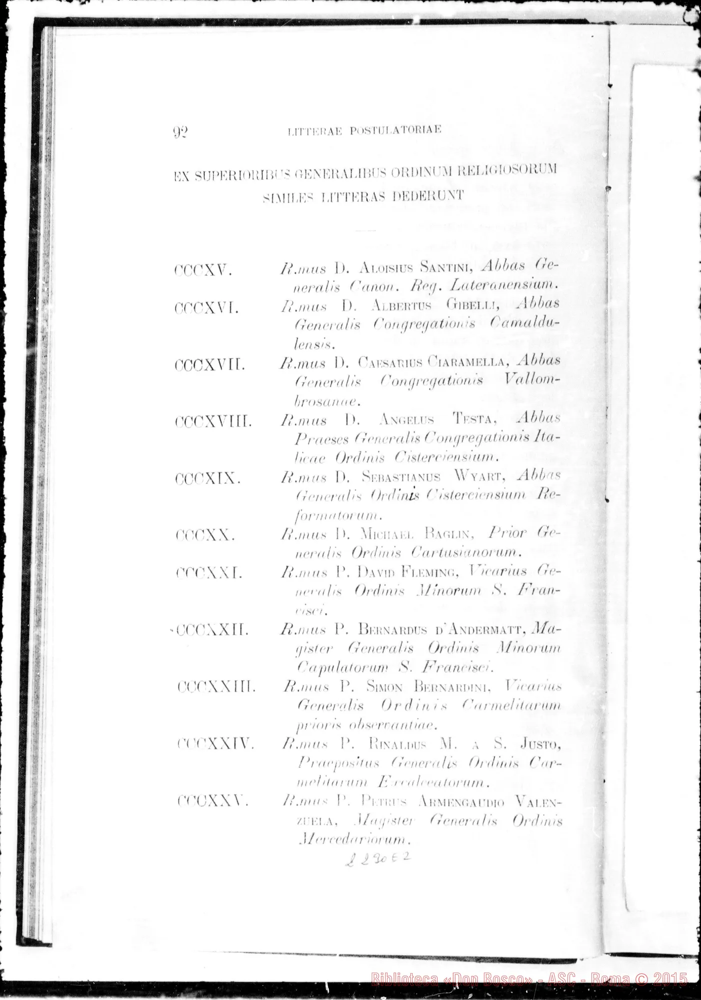 Fotogramma E 2 — Litterae Postulatoriae
