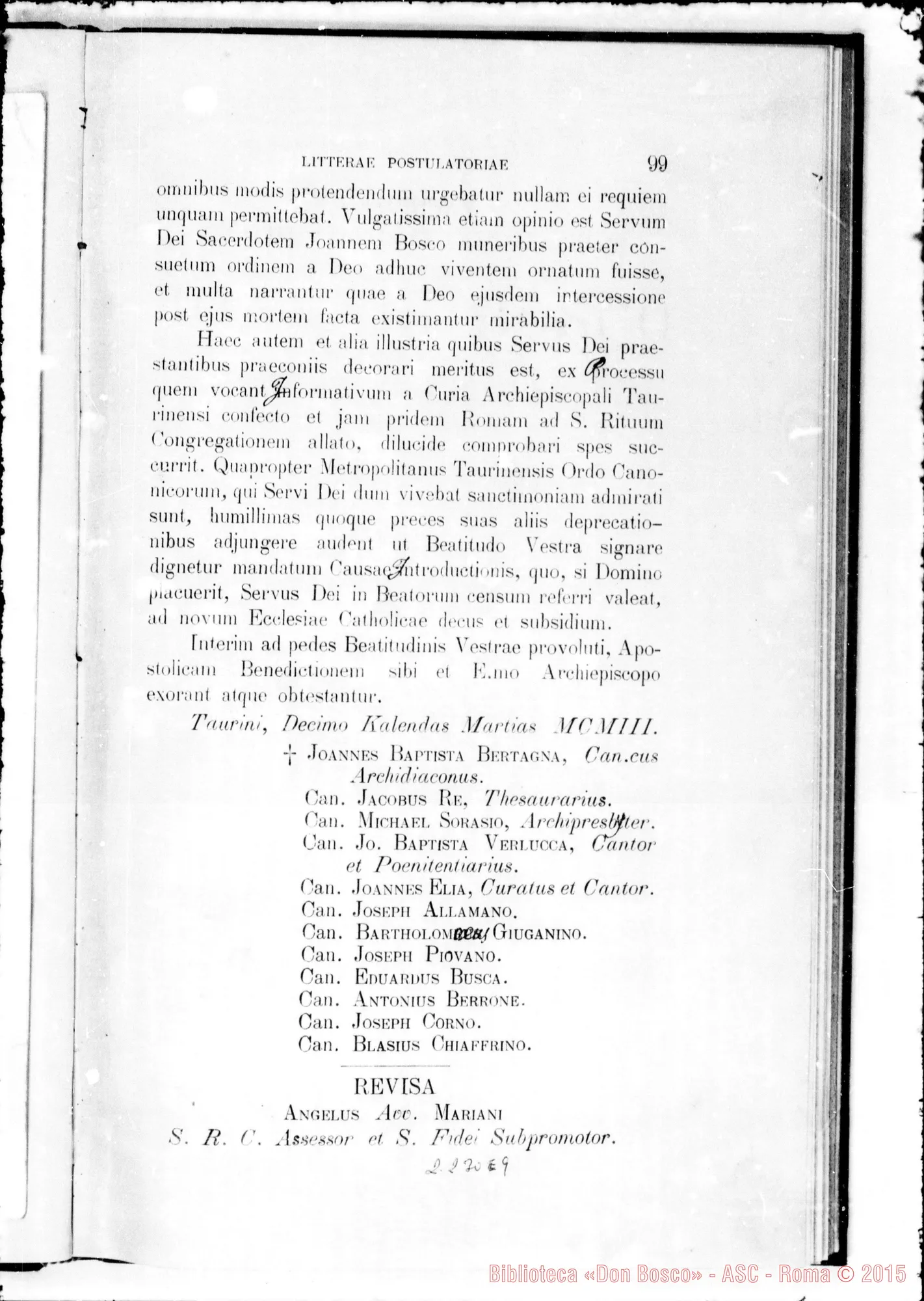 Fotogramma E 9 — Litterae Postulatoriae