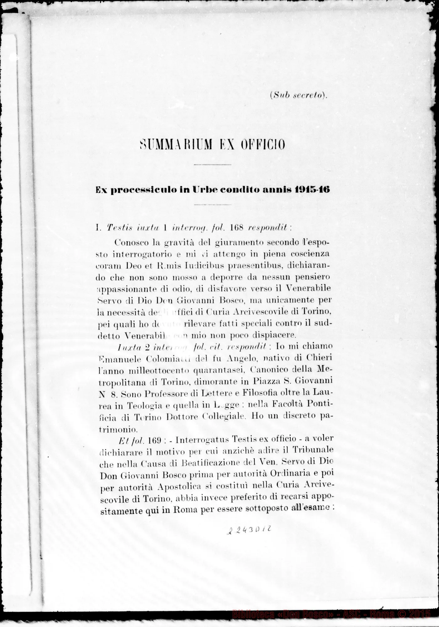 Fotogramma D 12 — Summarium ex officio