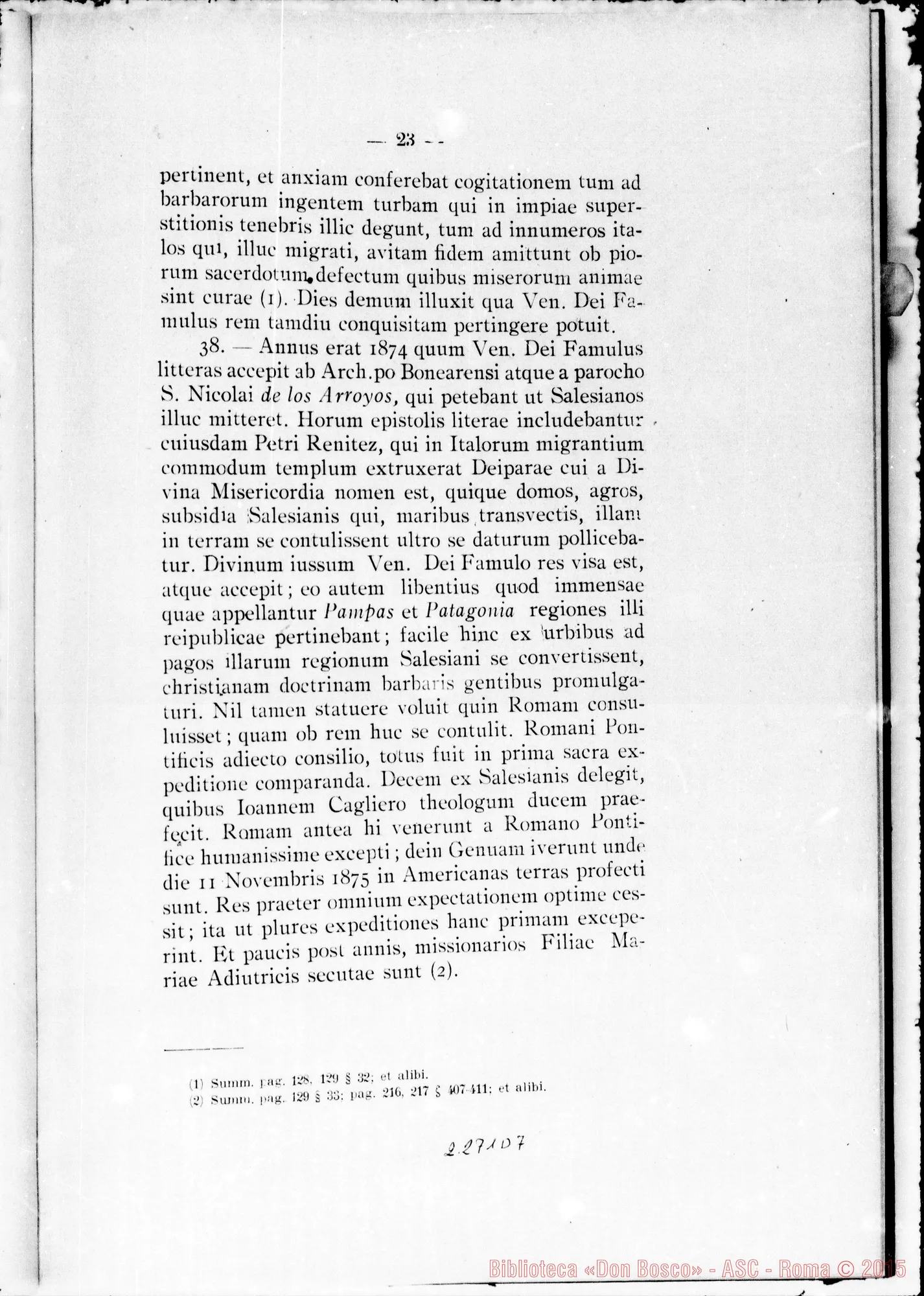 Fotogramma D 7 — Pars Secunda: Informatio