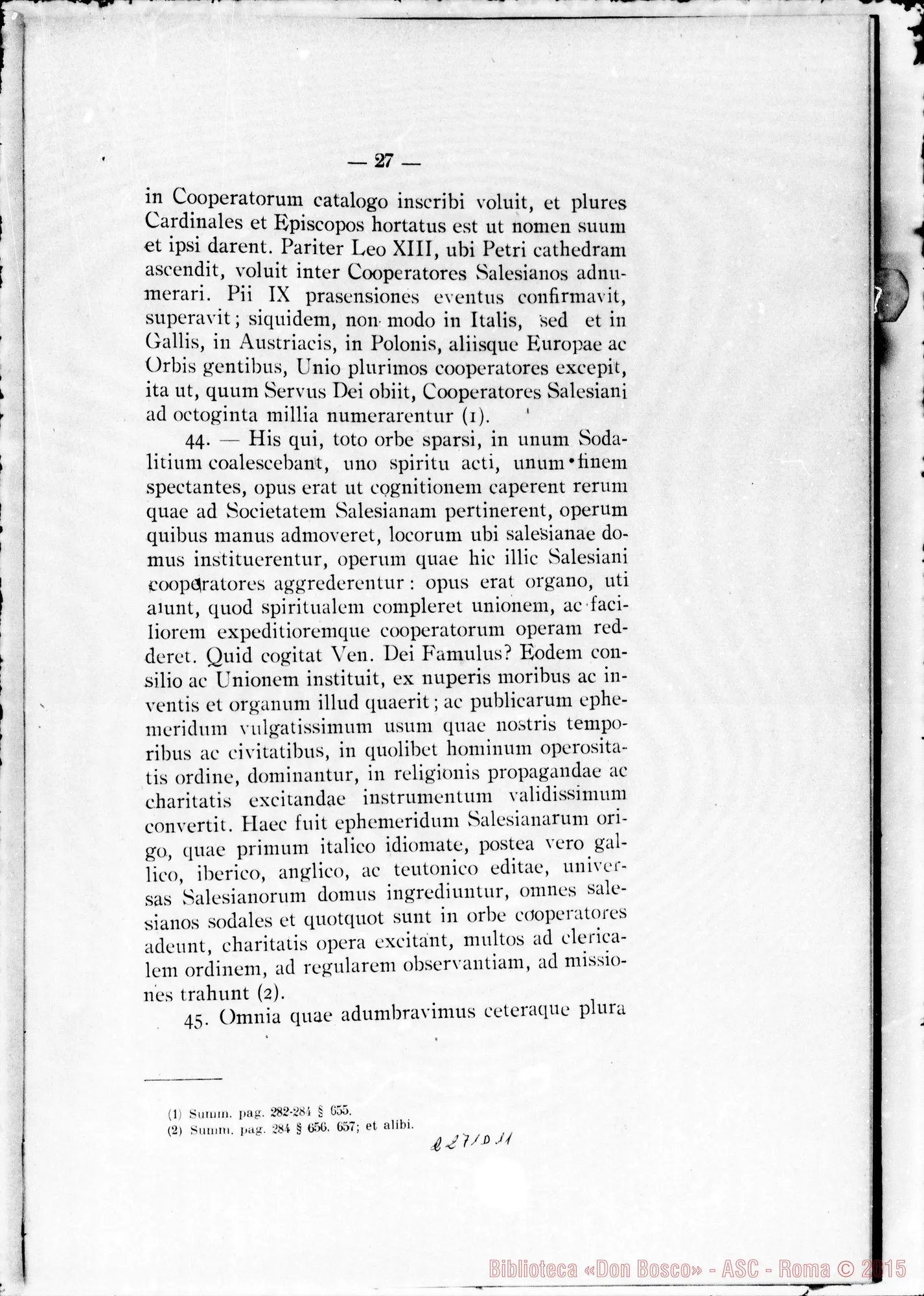 Fotogramma D 11 — Pars Secunda: Informatio
