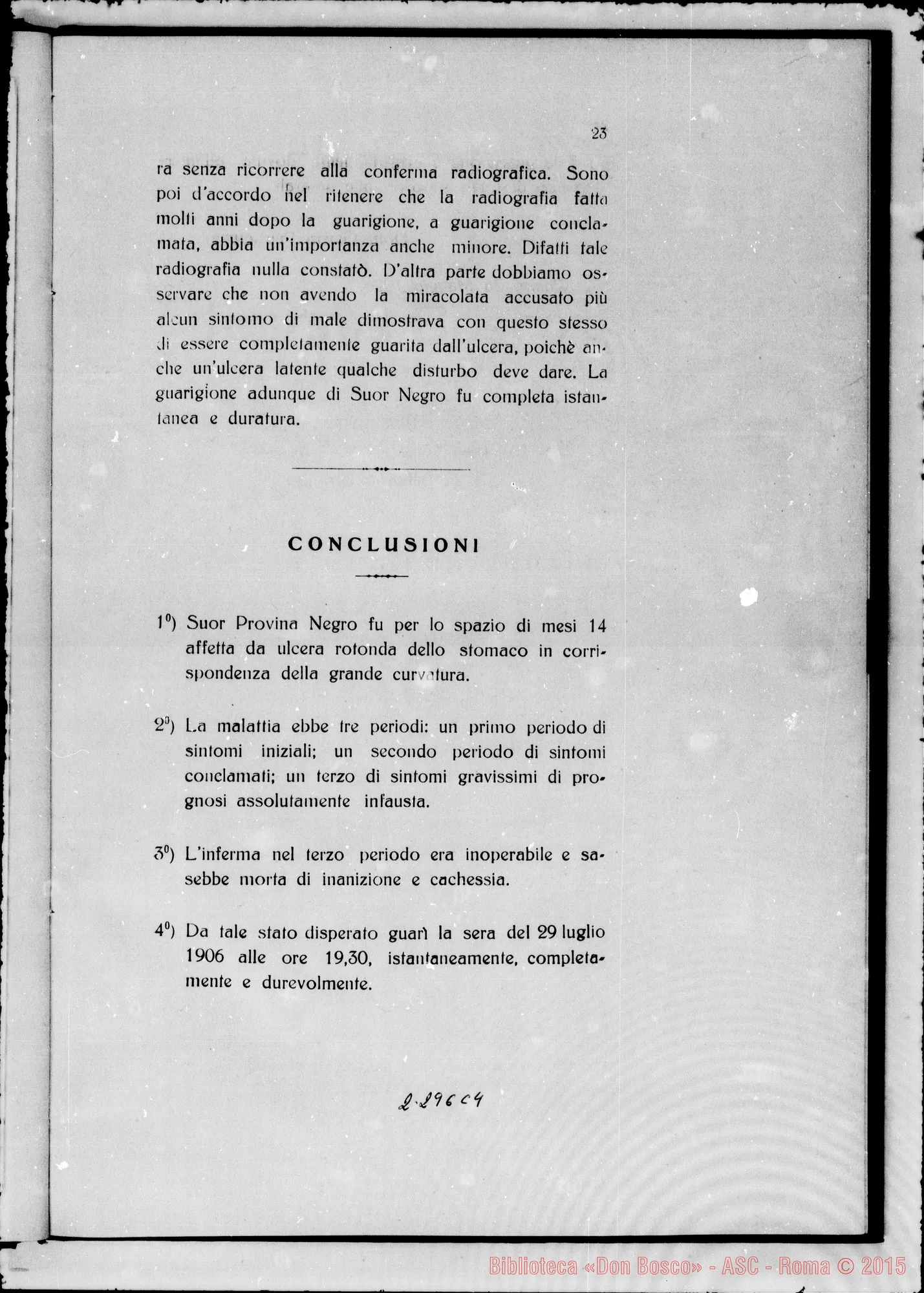 Fotogramma C 4 — ludicium medicum legale super primo miraculo