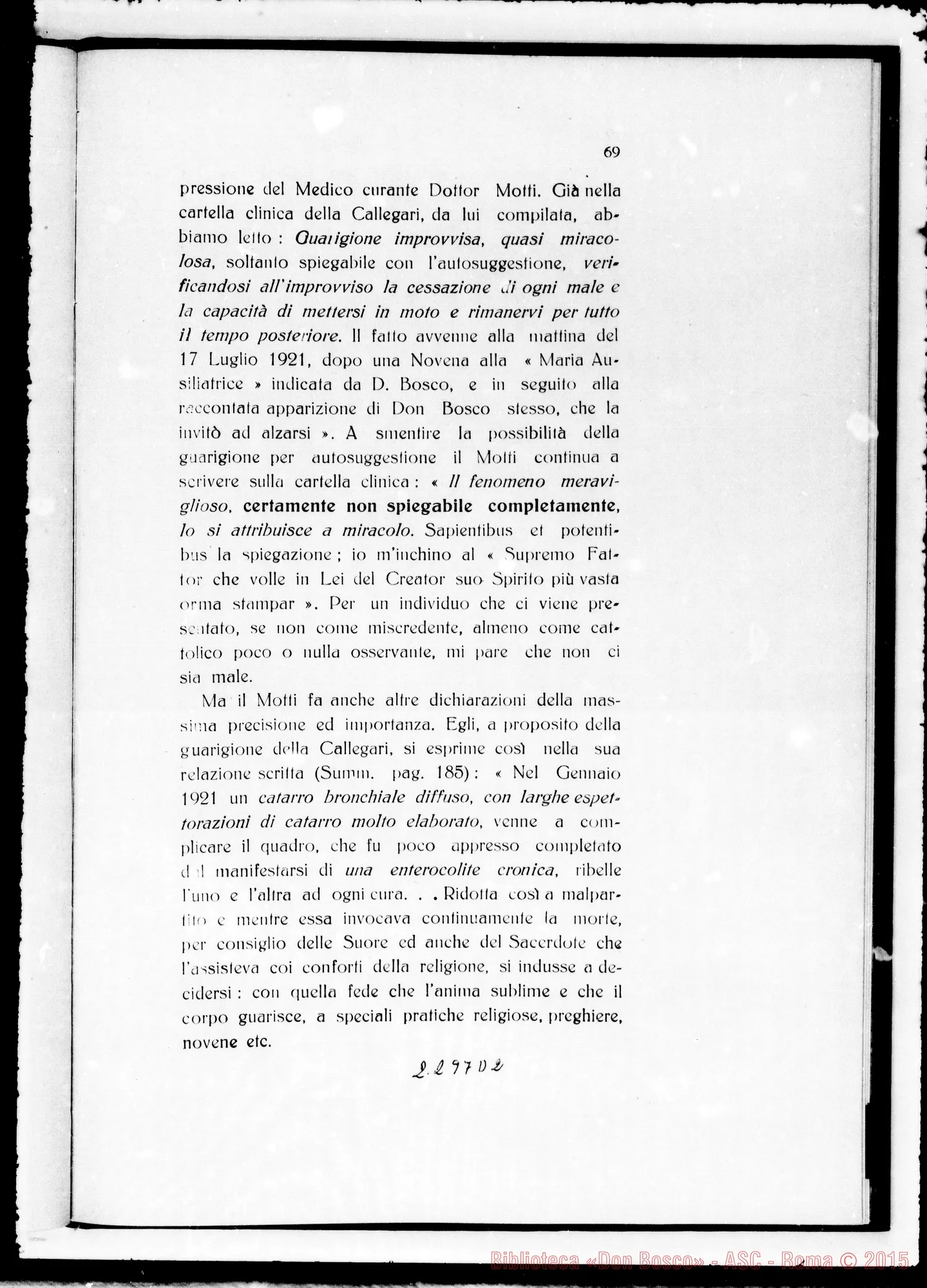 Fotogramma D 2 — ludicium medicum legale super secundo miraculo