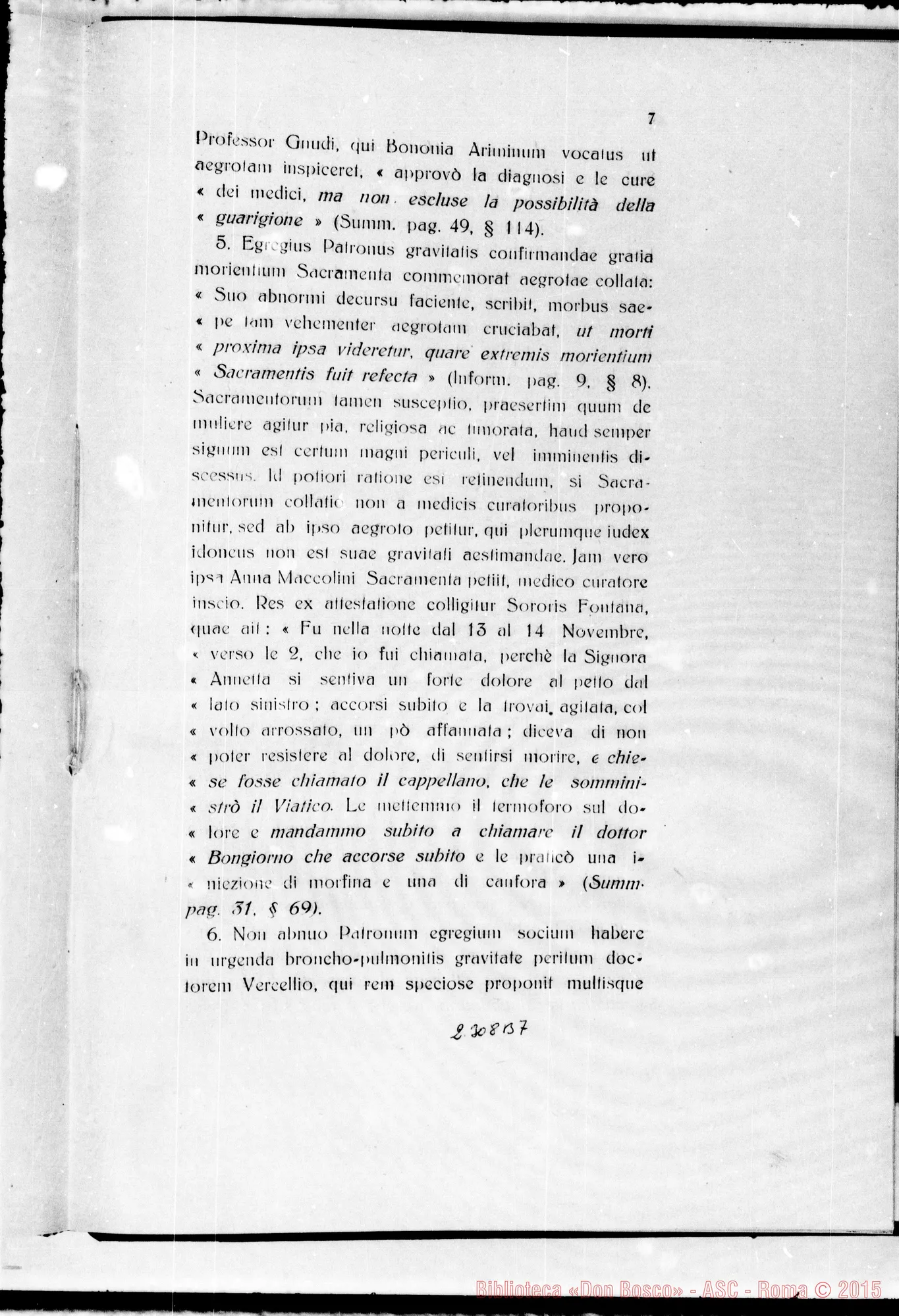 Fotogramma B 7 — ludicium medicum legale: Dott. Marini