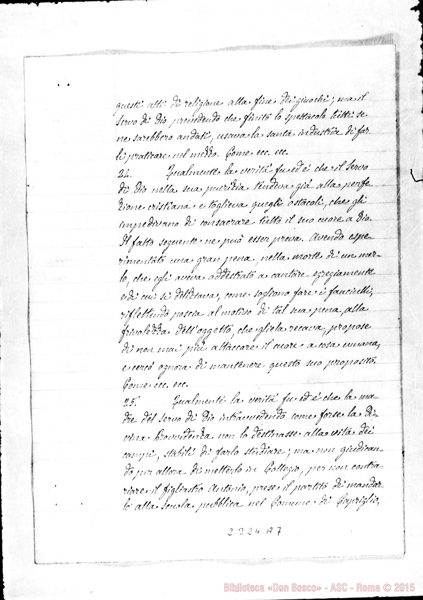 Fotogramma A 7 — De Servi Dei pueritia et adolescentia