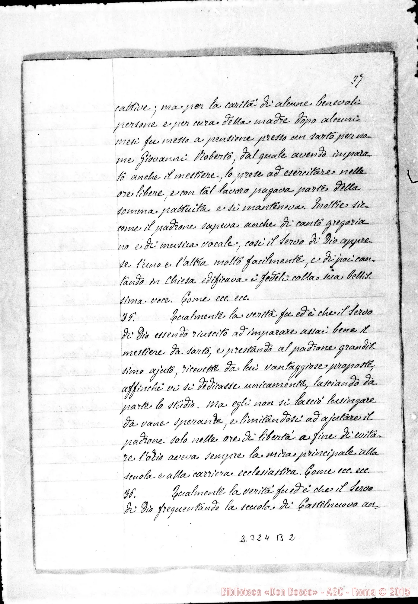 Fotogramma B 2 — De Servi Dei pueritia et adolescentia