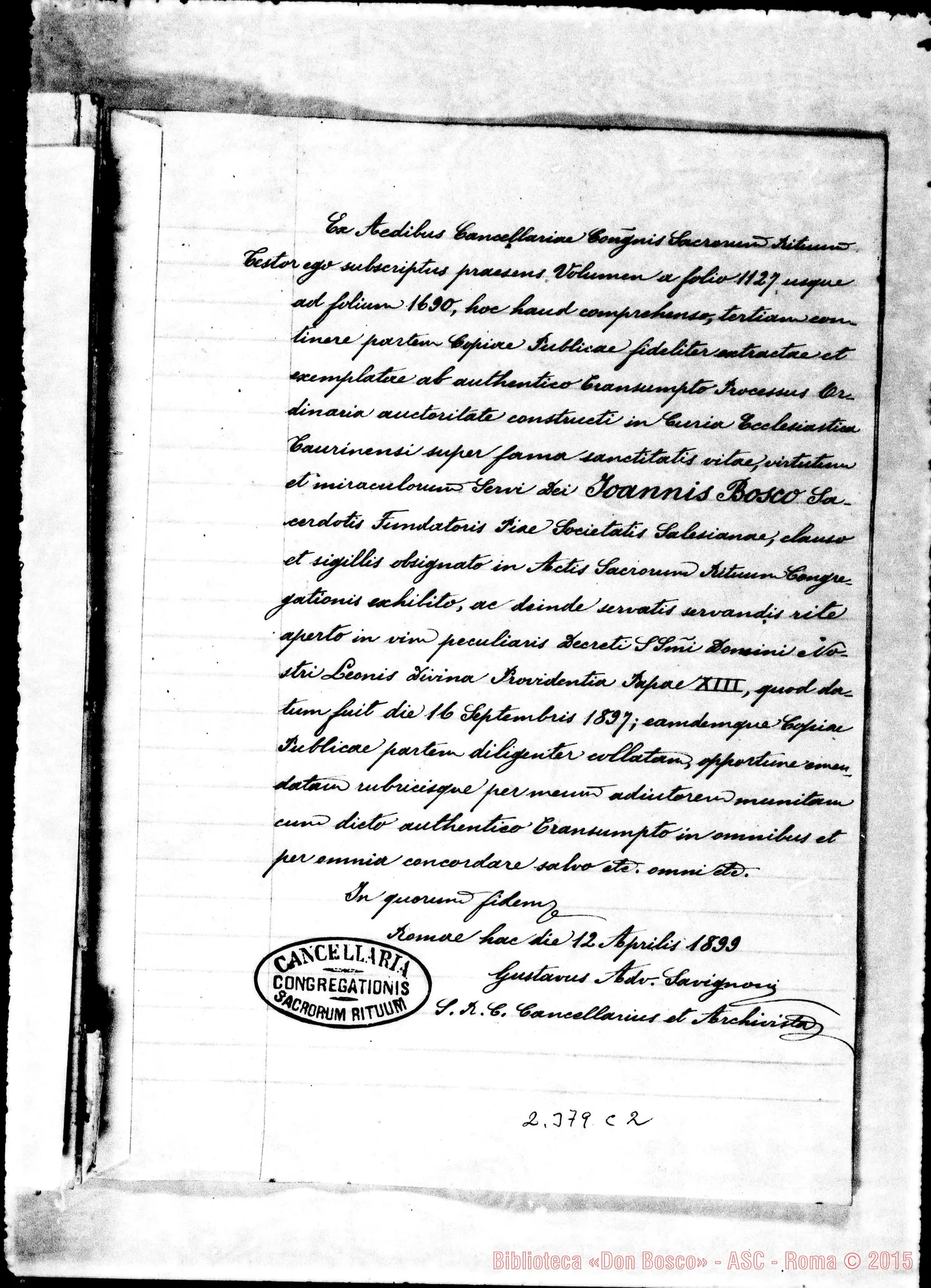 Fotogramma C 2 — Joannes Baptista Francesia