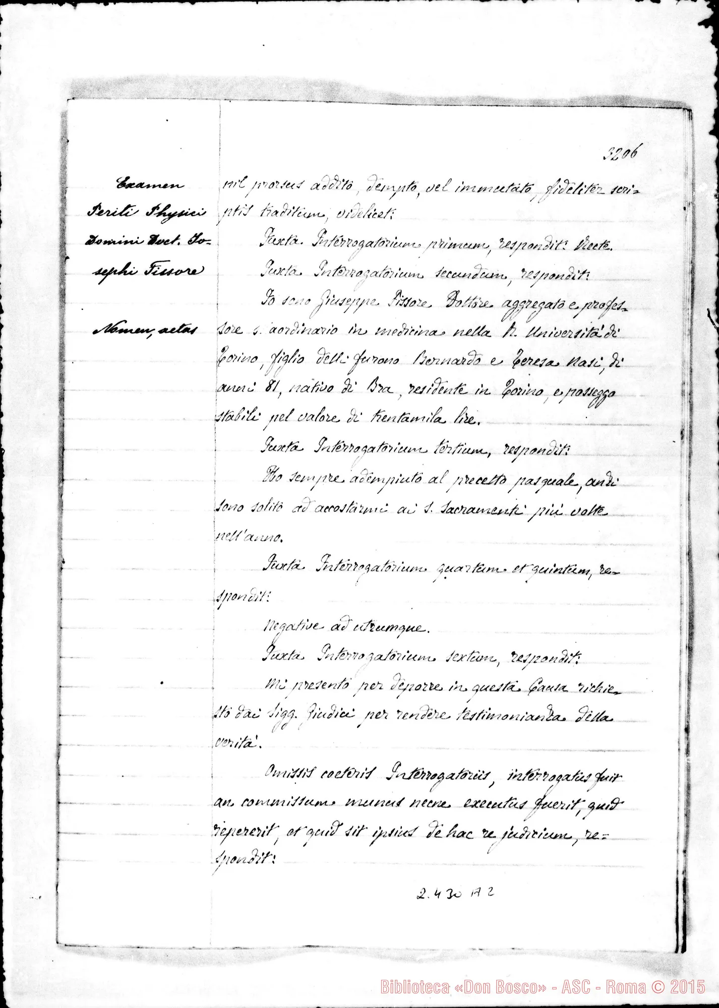 Fotogramma A 2 — Joseph Fissore, peritus physicus