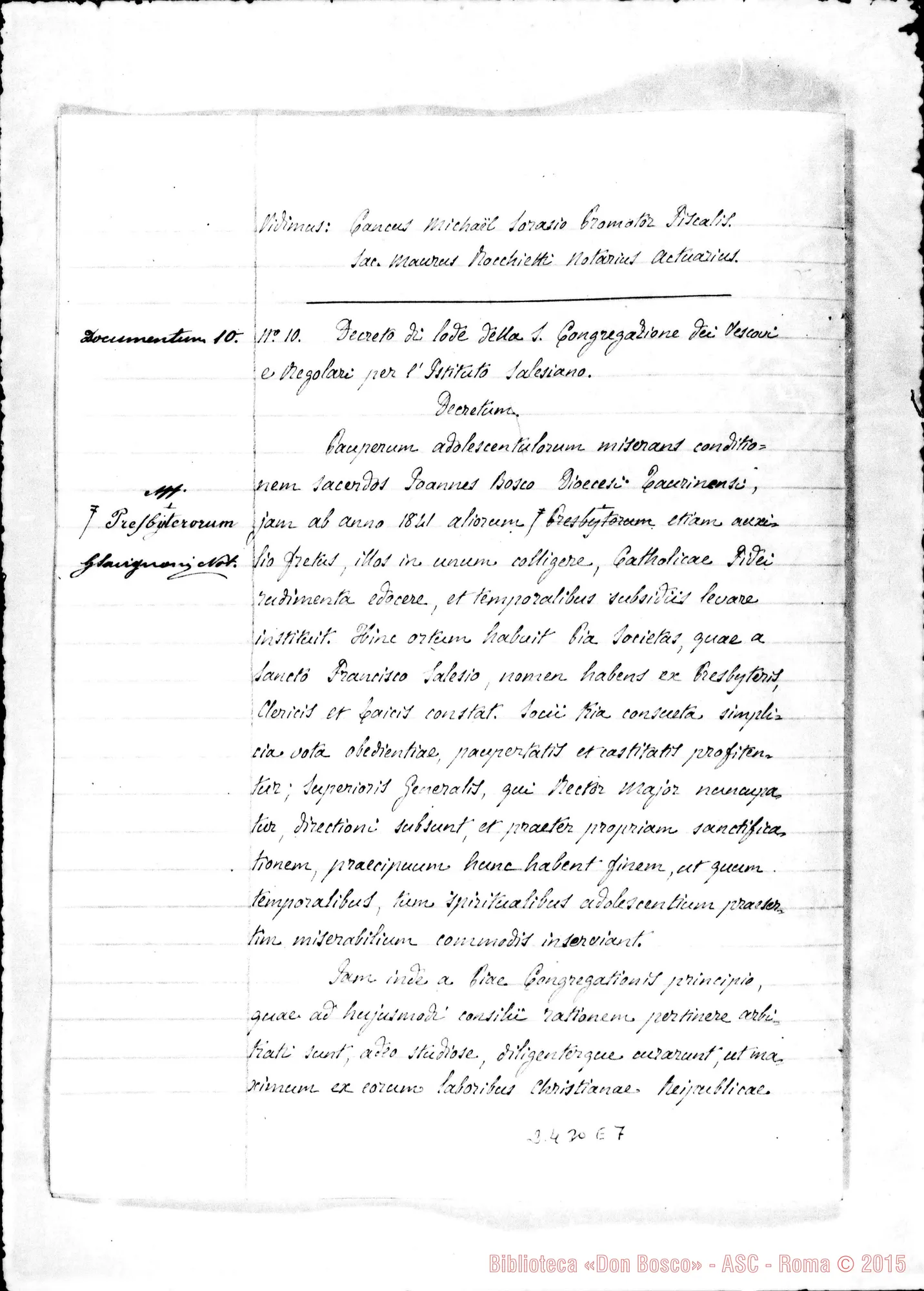 Fotogramma E 7 — Destinatio futurae sessionis, et alia