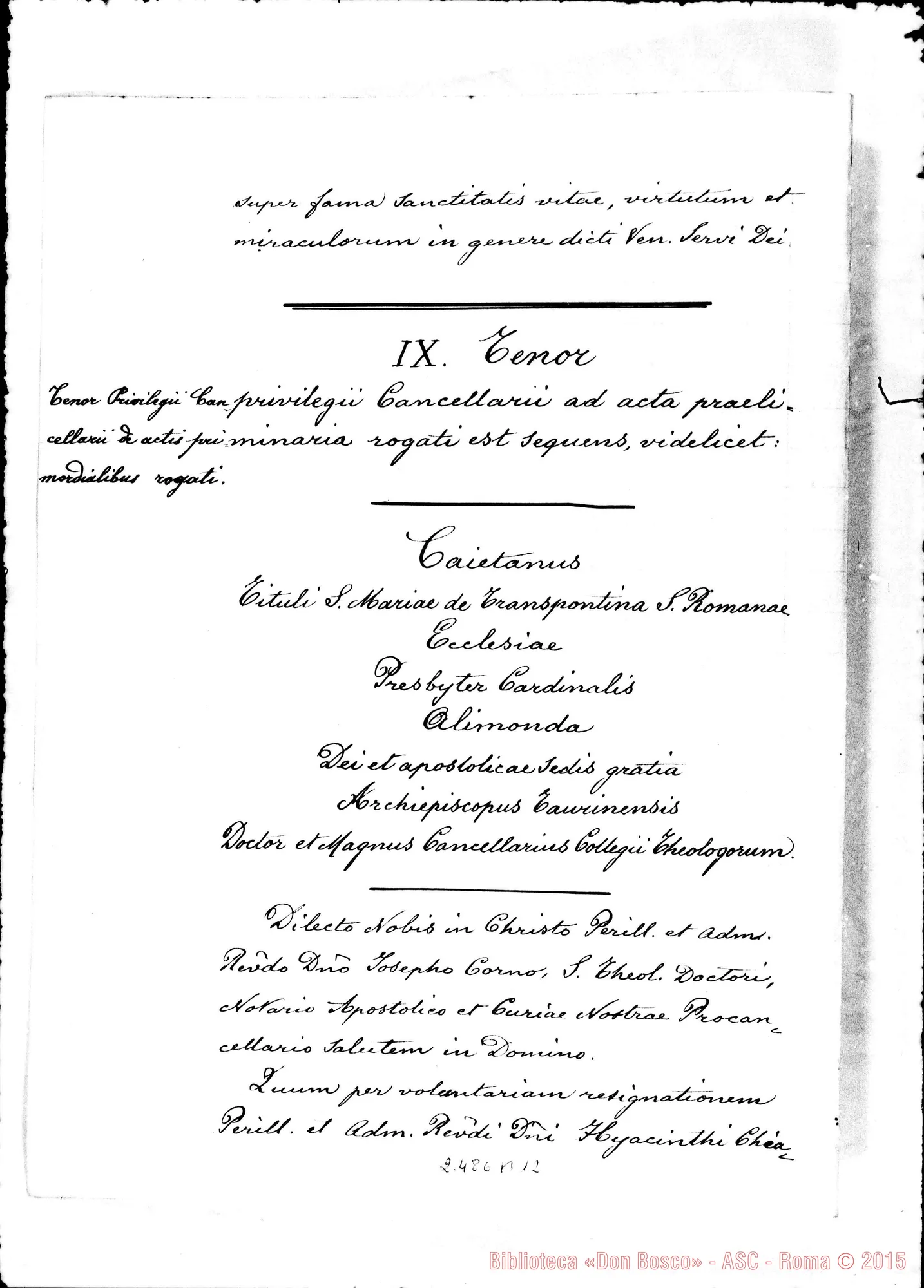 Fotogramma B 12 — Interrogatoria Promotoris Fidei