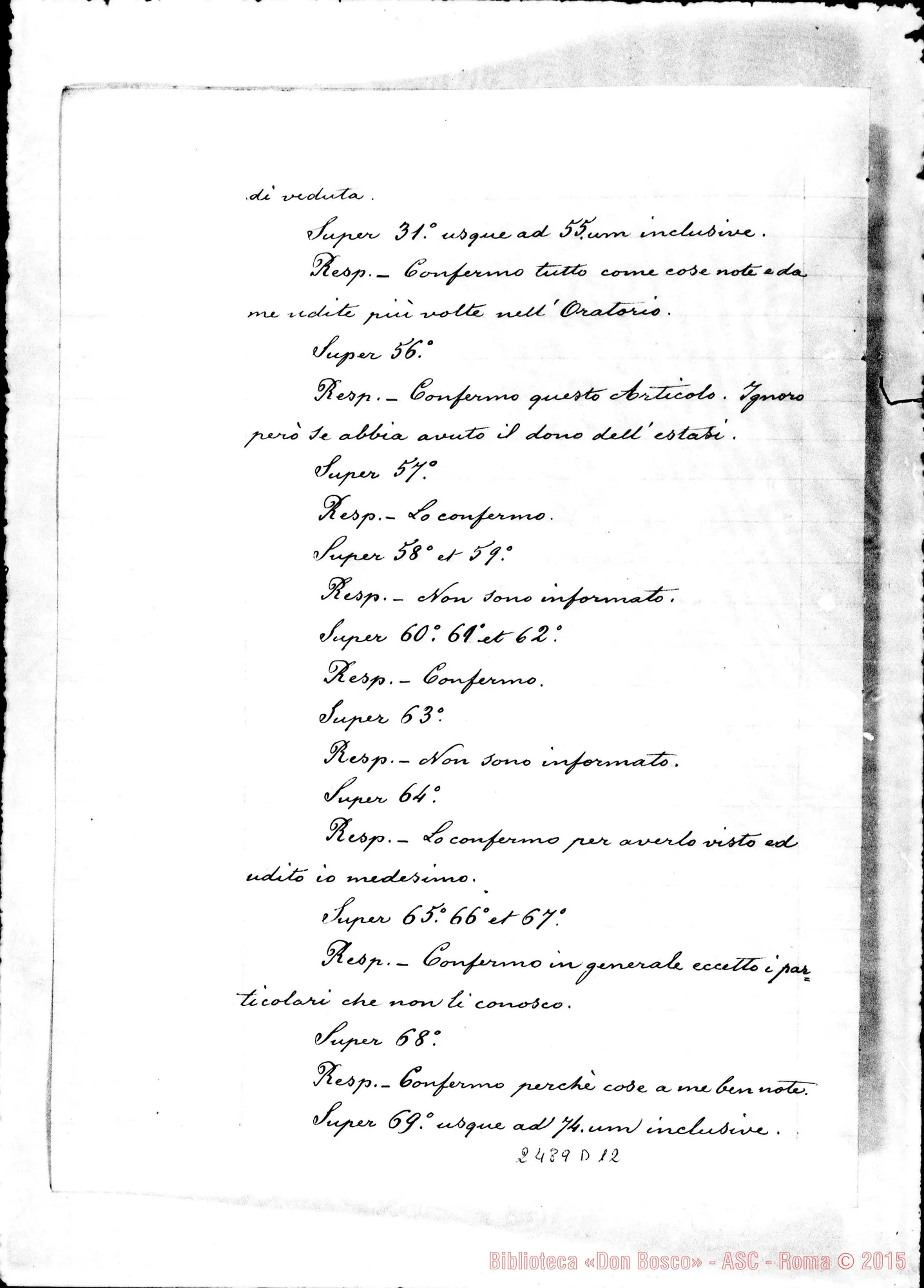 Fotogramma D 12 — Joseph Sandrona
