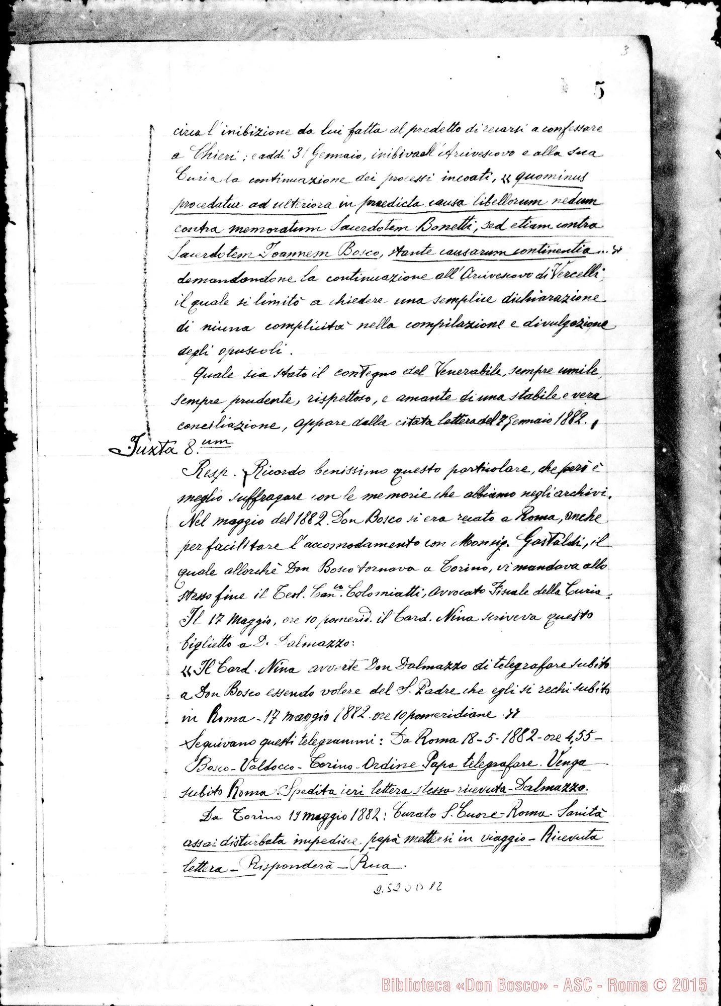 Fotogramma D 12 — Adjiciendus processui super virtutibus et miraculis in specie Venerabilis Servi Dei Joannis Bosco Sacerdotis Fundatoris Piae Societatis Salesianae.