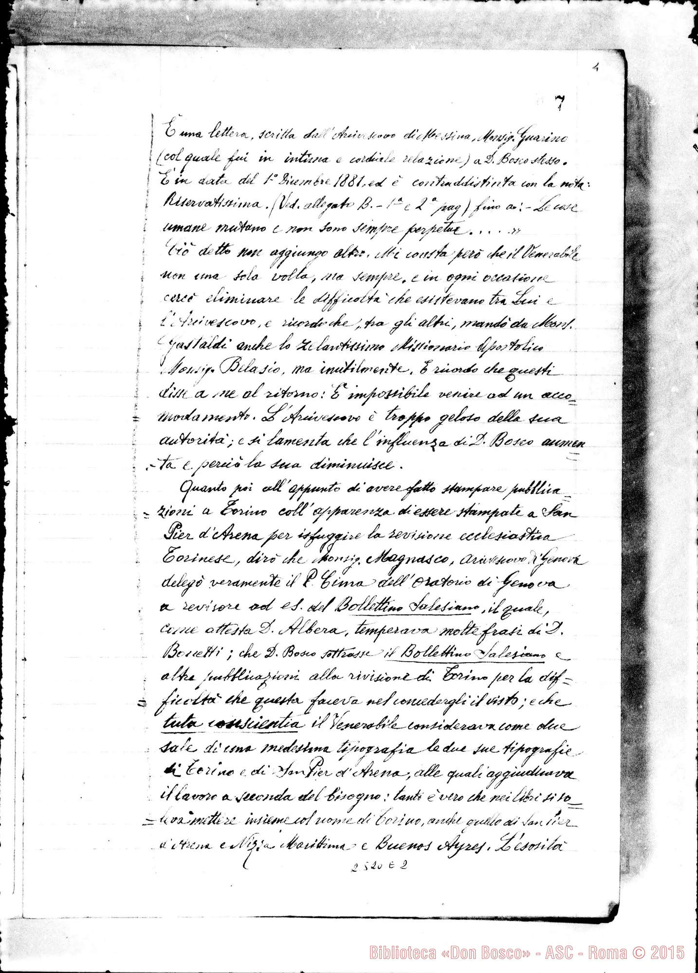 Fotogramma E 2 — Adjiciendus processui super virtutibus et miraculis in specie Venerabilis Servi Dei Joannis Bosco Sacerdotis Fundatoris Piae Societatis Salesianae.