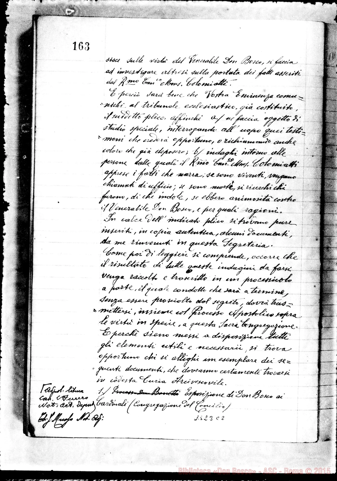 Fotogramma C 2 — Adjiciendus processui super virtutibus et miraculis in specie Venerabilis Servi Dei Joannis Bosco Sacerdotis Fundatoris Piae Societatis Salesianae.