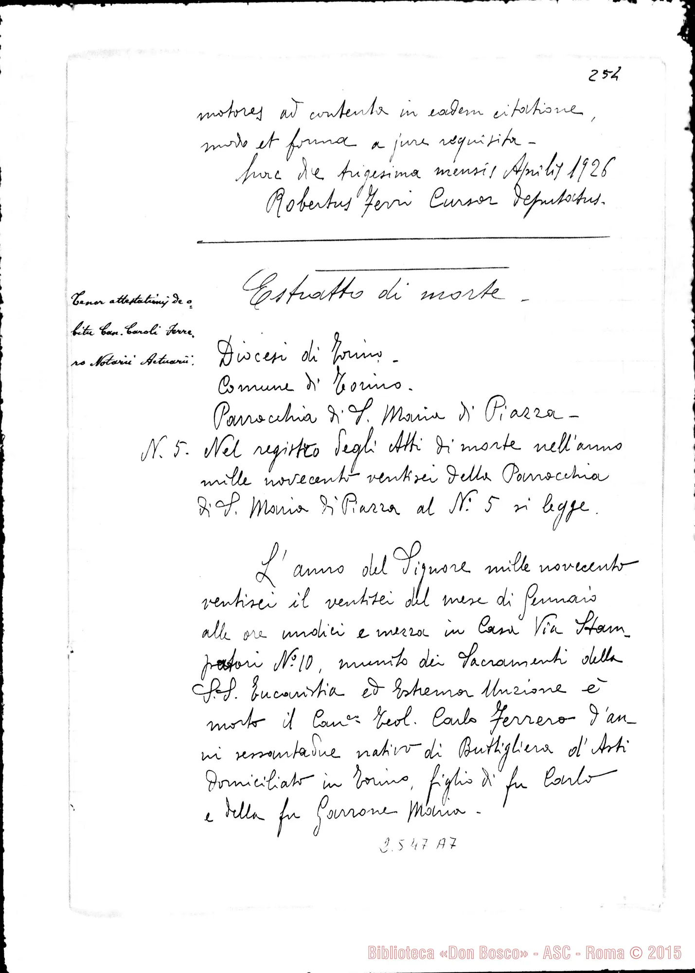 Fotogramma A 7 — In Curia Taurinensi, super miraculo (1927)