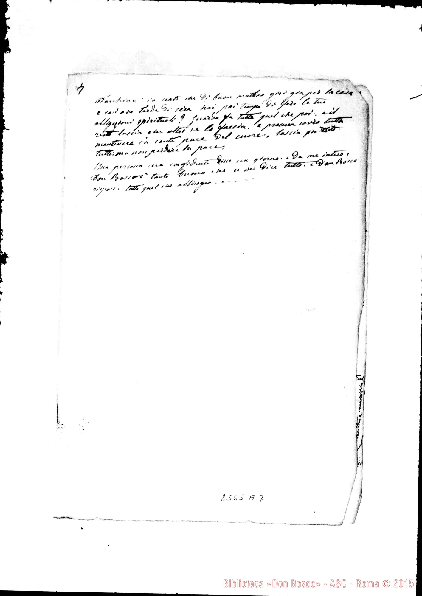 Fotogramma A 7 — D’Archino Giov.Batt., coad. SDB: «L’ultima venuta di Don Bosco A Roma». Ms.
