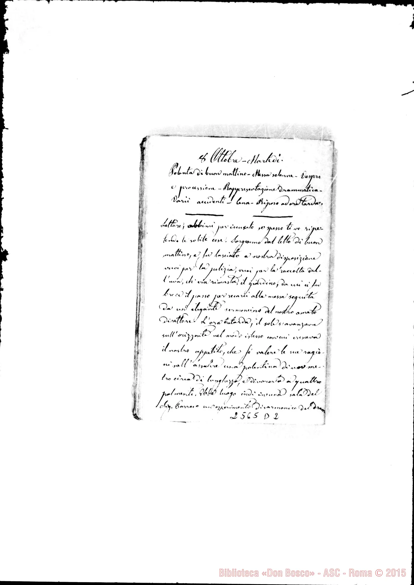 Fotogramma D 2 — Rinaudo Costanzo, ex-chierico: «La nostra gita A Mirabello». Ms.