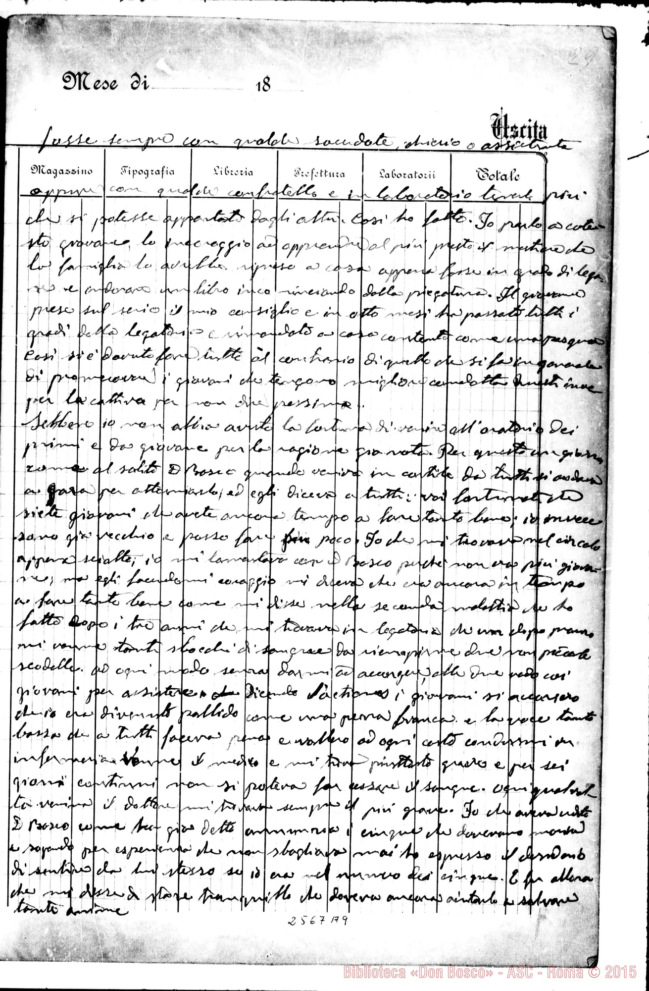 Fotogramma A 9 — Cronache dell'Oratorio. Quaderno II. Ms.