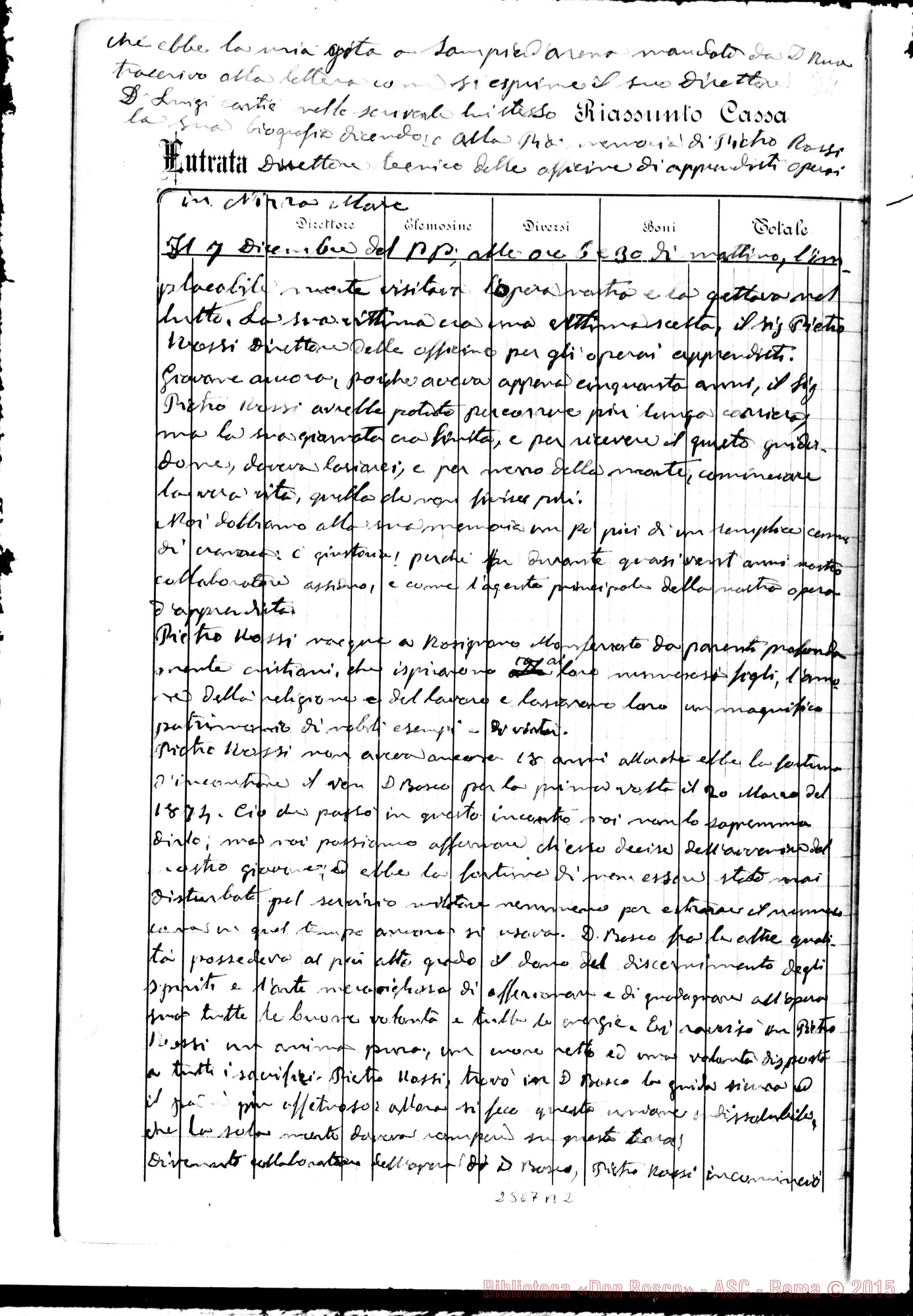 Fotogramma B 2 — Cronache dell'Oratorio. Quaderno II. Ms.