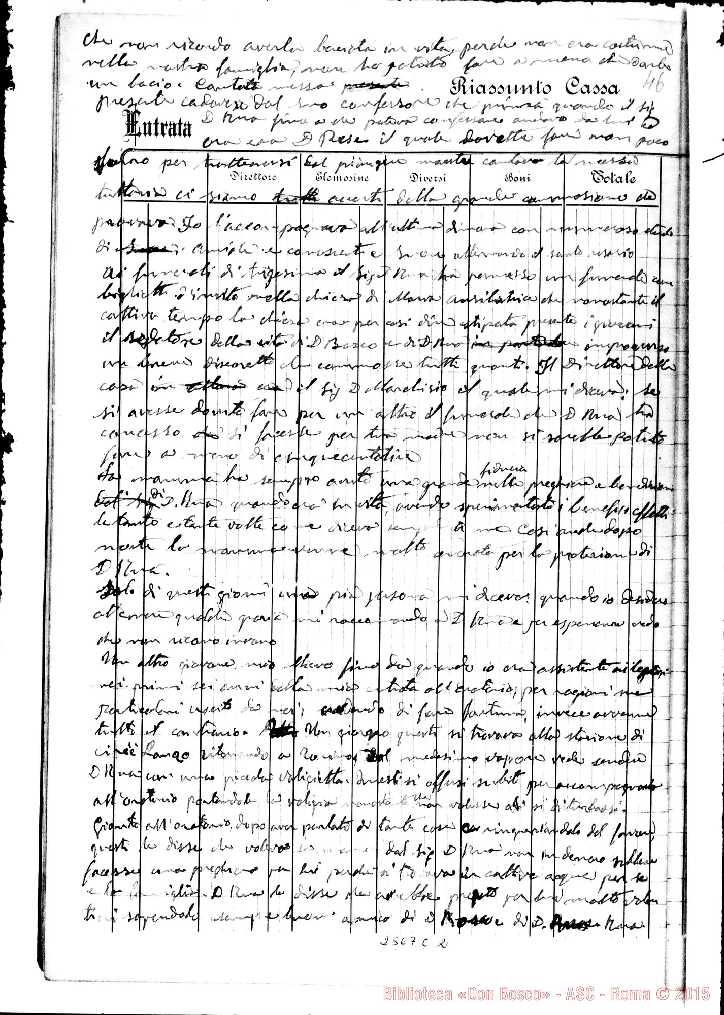 Fotogramma C 2 — Cronache dell'Oratorio. Quaderno II. Ms.