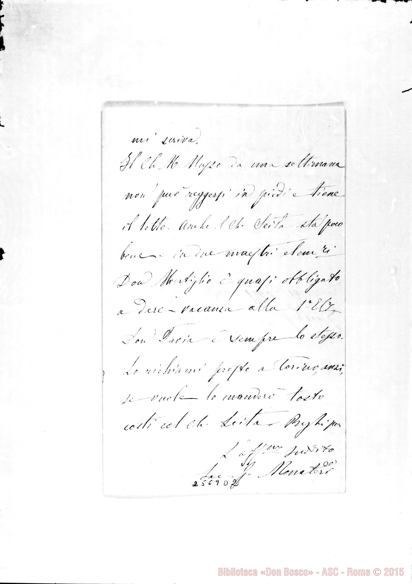 Fotogramma D 2 — Monateri Giuseppe - Don Rua. s.d.. Autogr. Rua