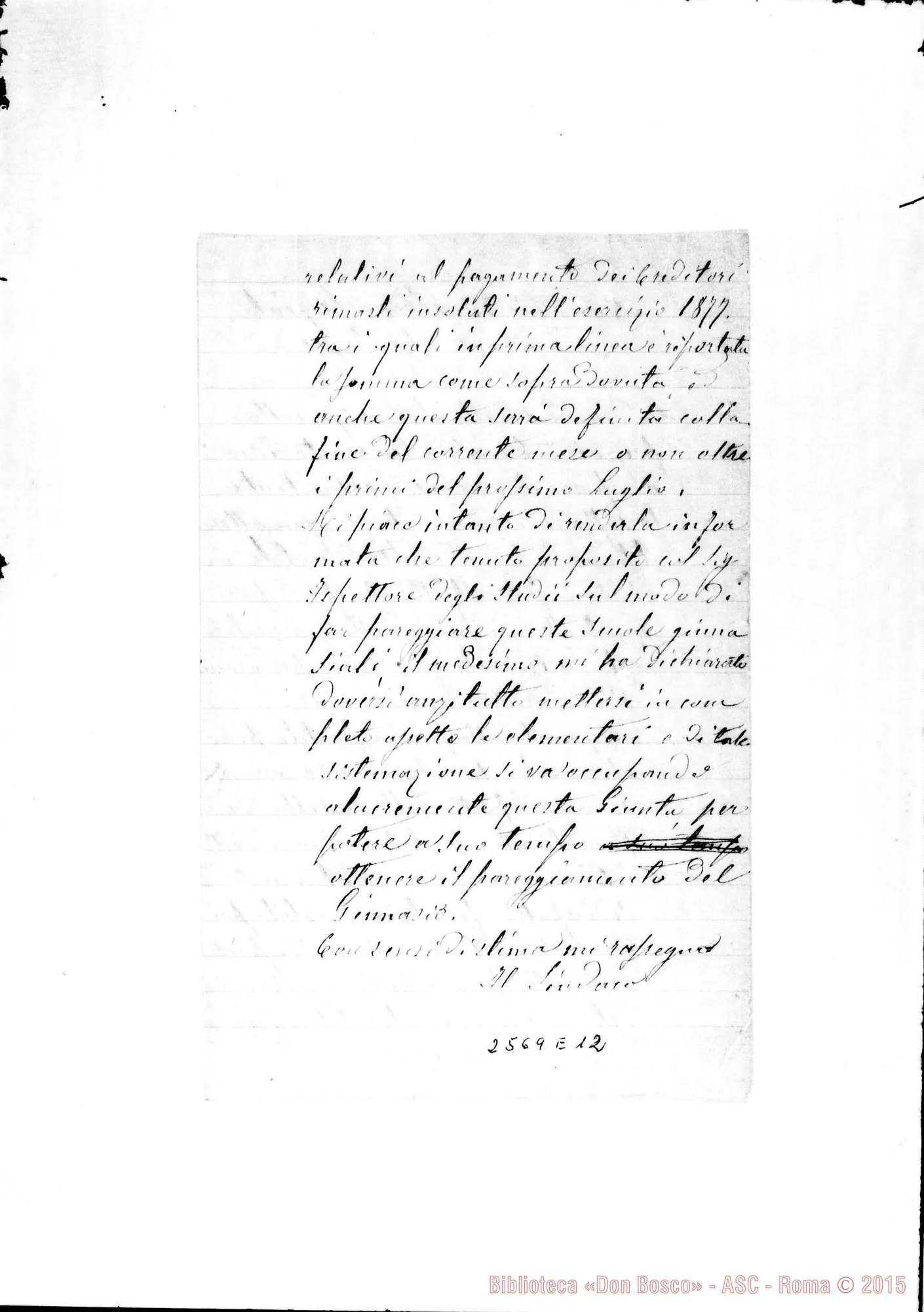 Fotogramma E 12 — Sindaco di Albano - Rev.mo Professore, s.d..