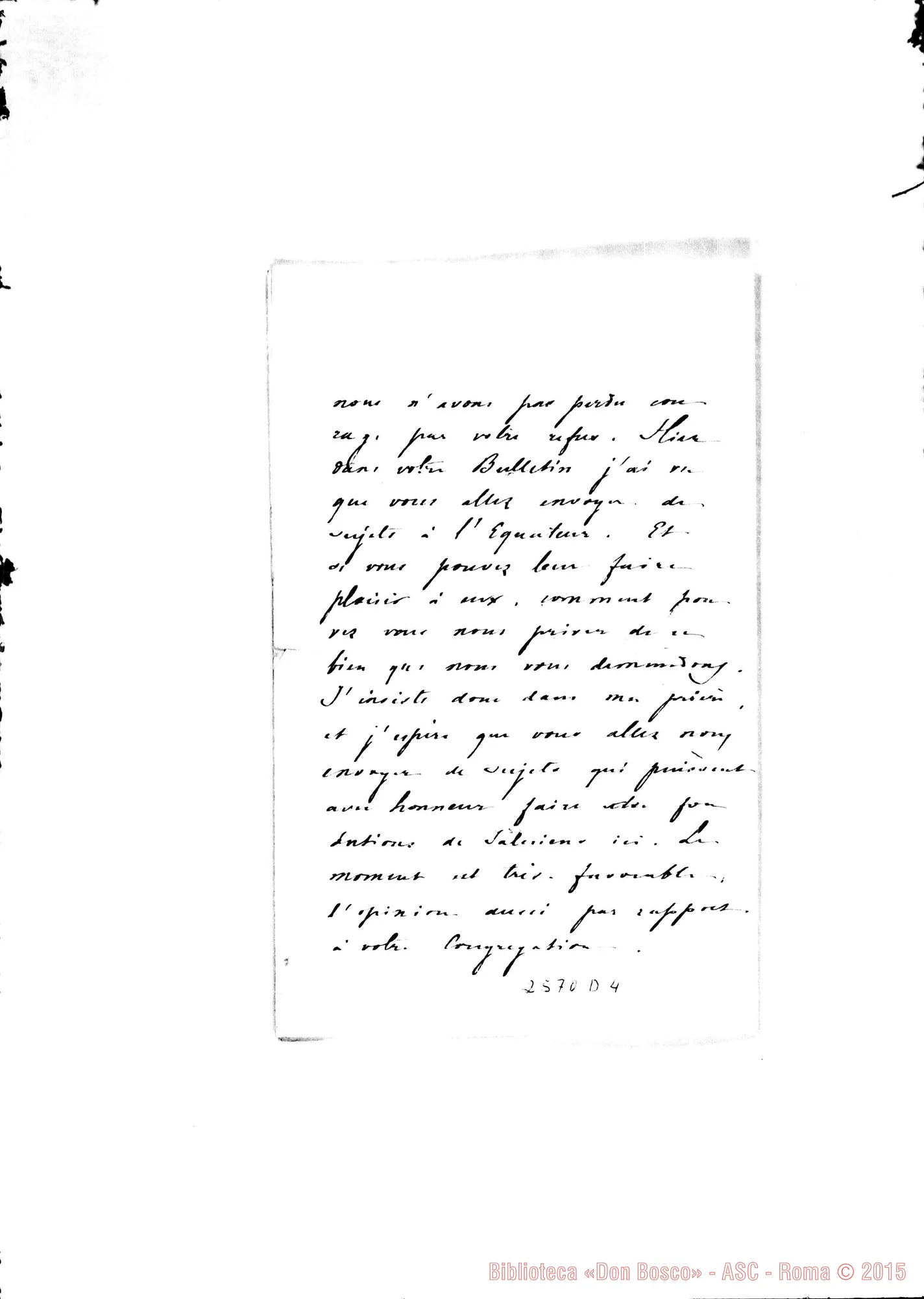 Fotogramma D 4 — Paul Giuseppe T. - D. Bosco. Bogotá, 19-10-1887