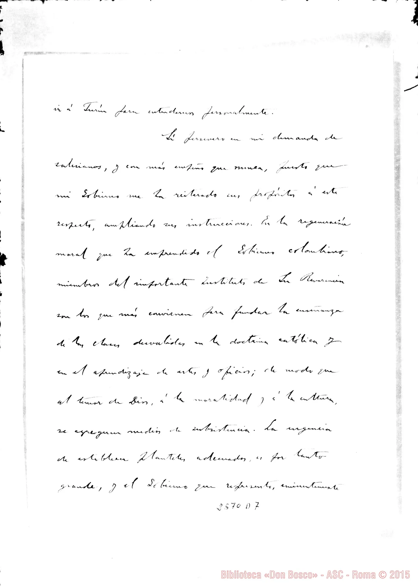 Fotogramma D 7 — Vélez Joaquín - D. Bosco. Roma, 12-09-1887. Autogr. Rua