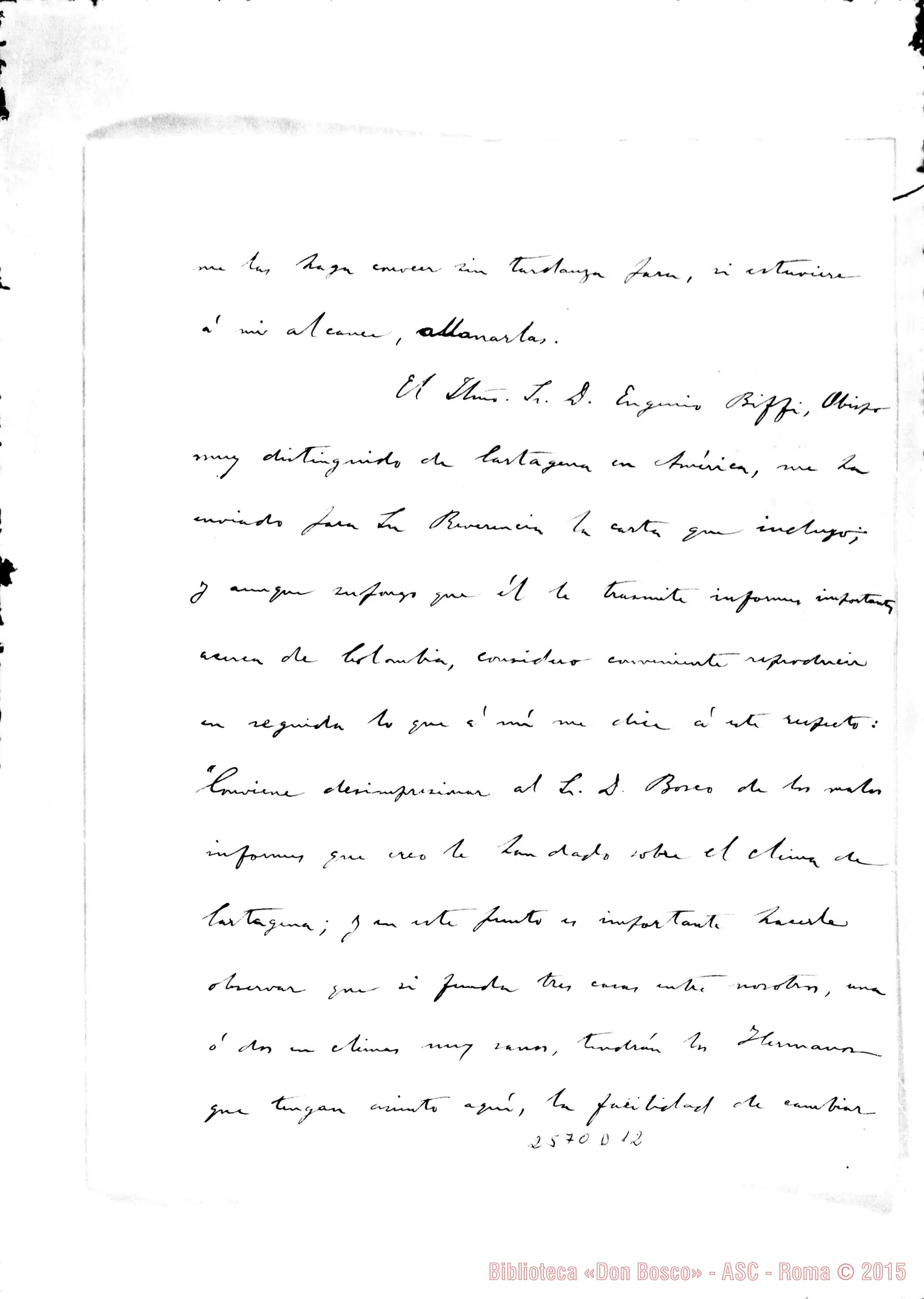 Fotogramma D 12 — Vélez Joaquín - D. Bosco. Roma, 12-09-1887. Autogr. Rua