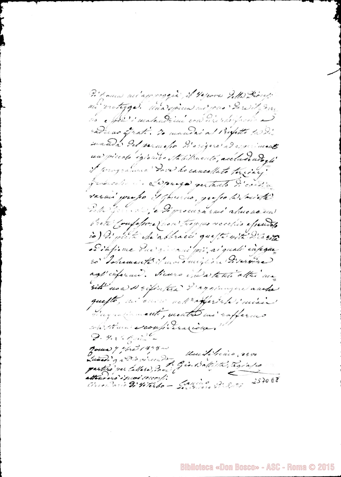 Fotogramma E 8 — P. Giov.Batt. F. - D. Bosco. Roma, 7-09-1878