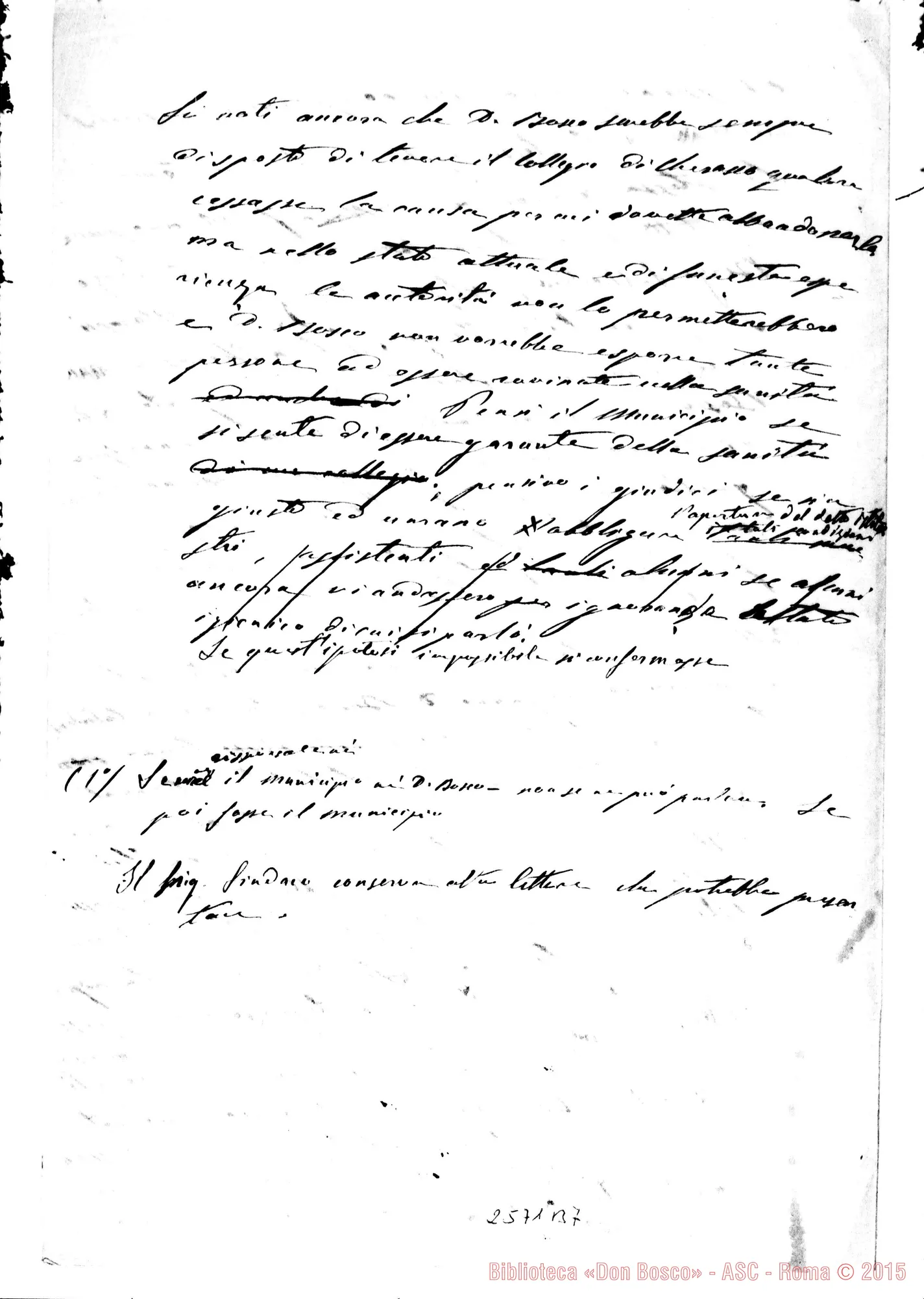 Fotogramma B 7 — Memoriale intorno al Collegio di Cherasco. Ms.