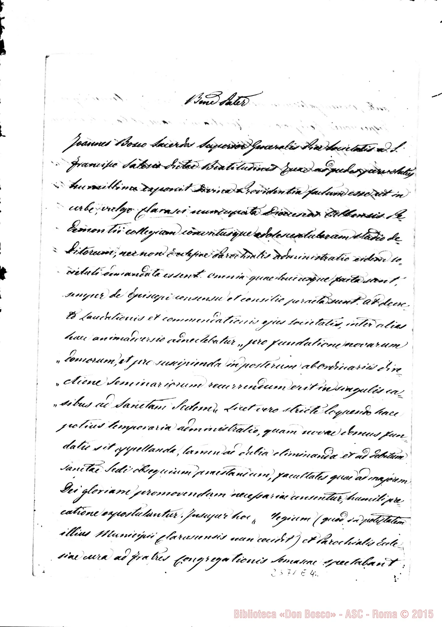 Fotogramma E 4 — Quaglia, Card. - Beatissimo Padre, per petizione di D. Bosco