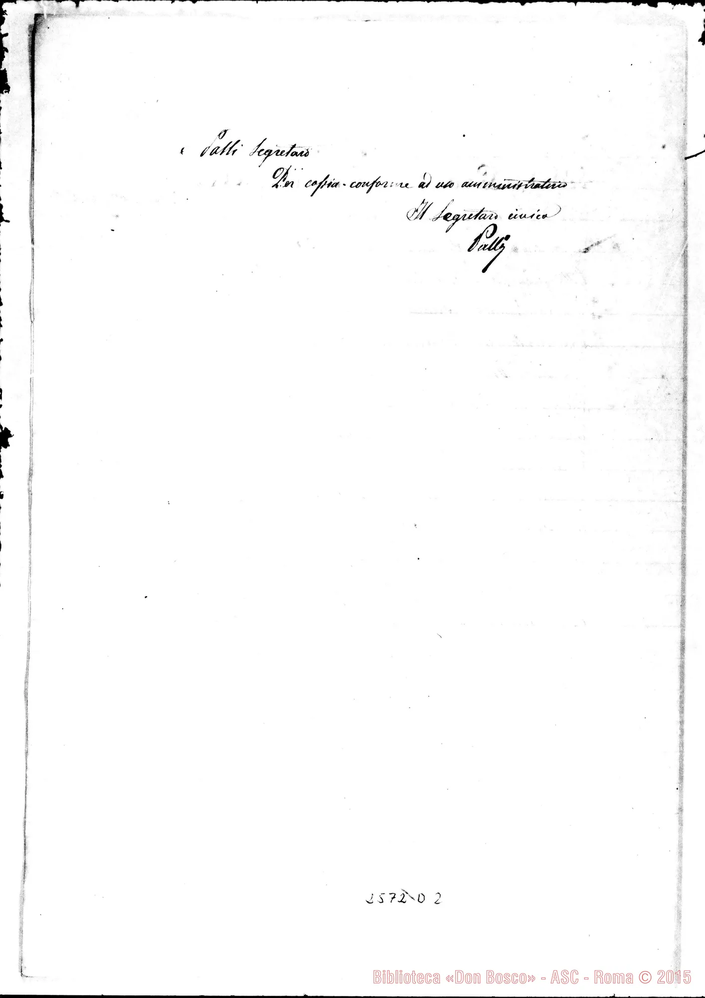 Fotogramma D 2 — Copia del Verbale di seduta della Giunta Municipale, 16-10-1870. Autogr. Rua