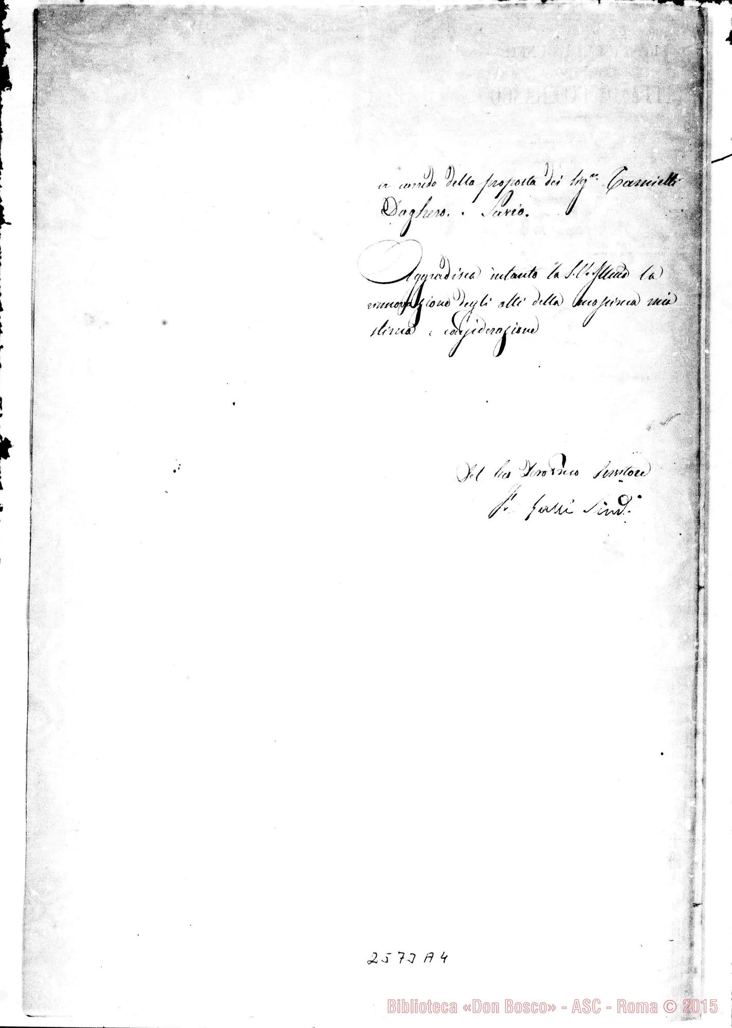 Fotogramma A 4 — Sindaco Galli - D. Francesia. Cherasco, 13-12-1870