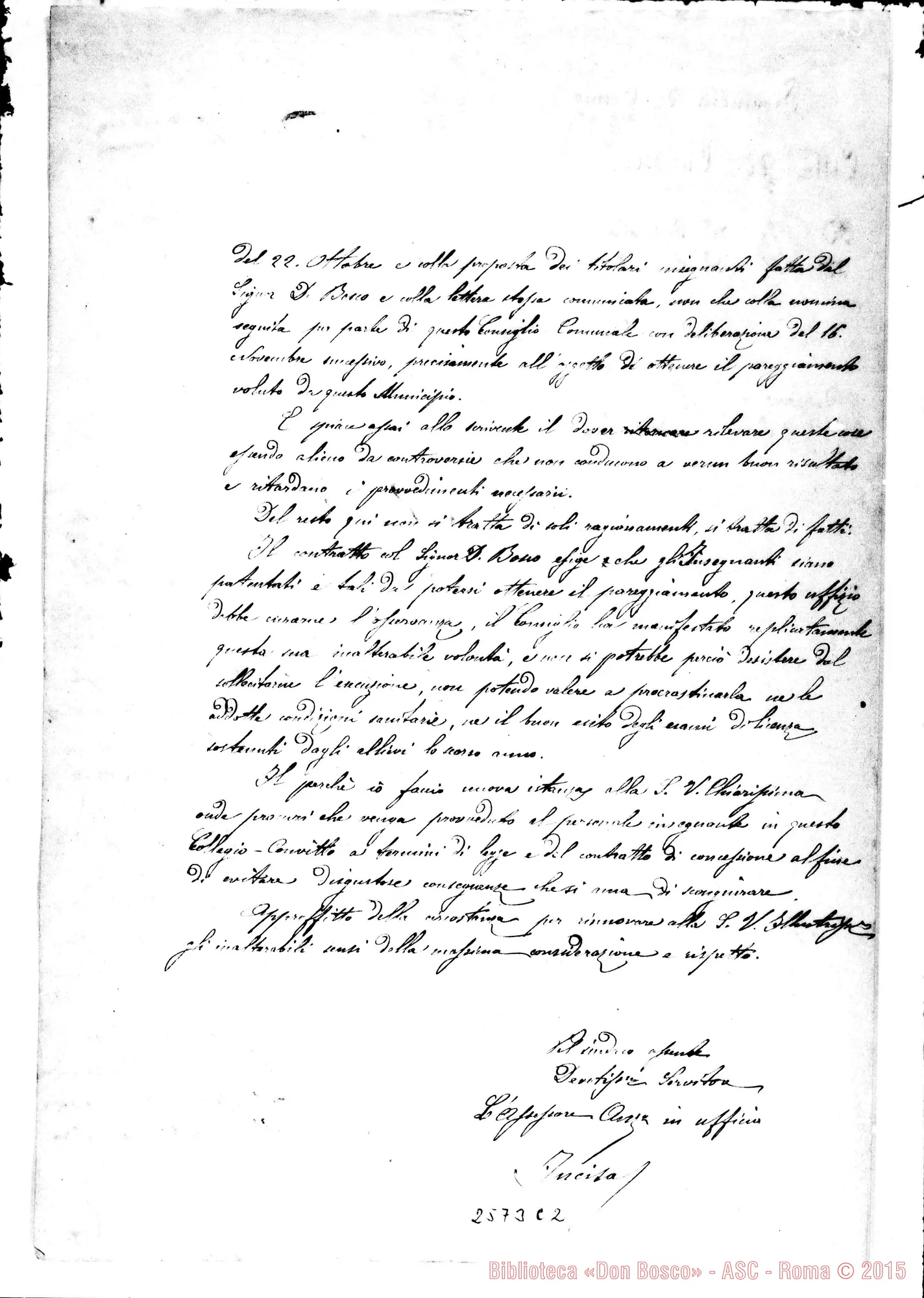 Fotogramma C 2 — Incisa - Francesia. Cherasco, 6-02-1871. Autogr. Rua